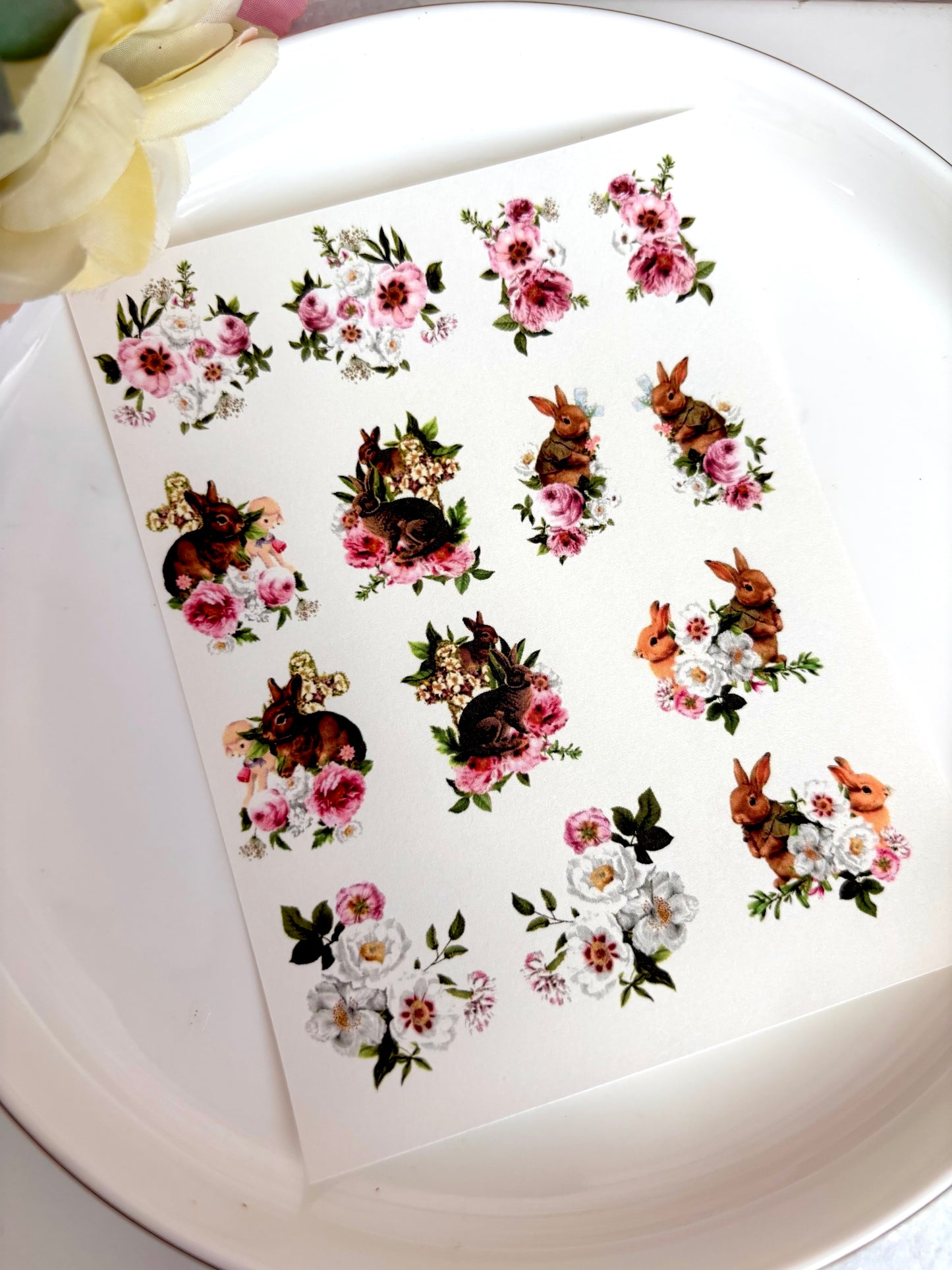 Floral Bunnies Transfer Papers