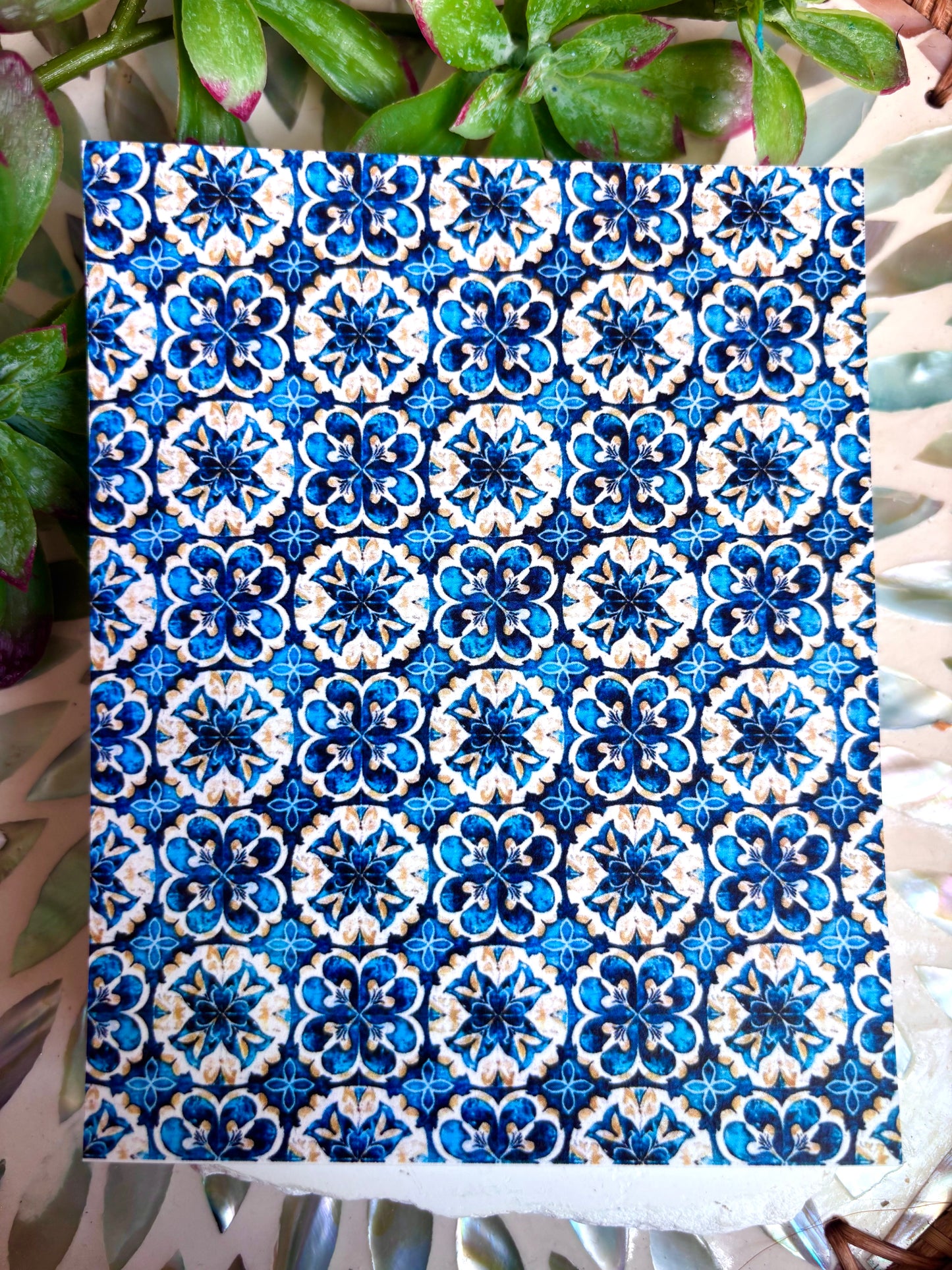 Blue Mediterranean Pattern Transfer Paper