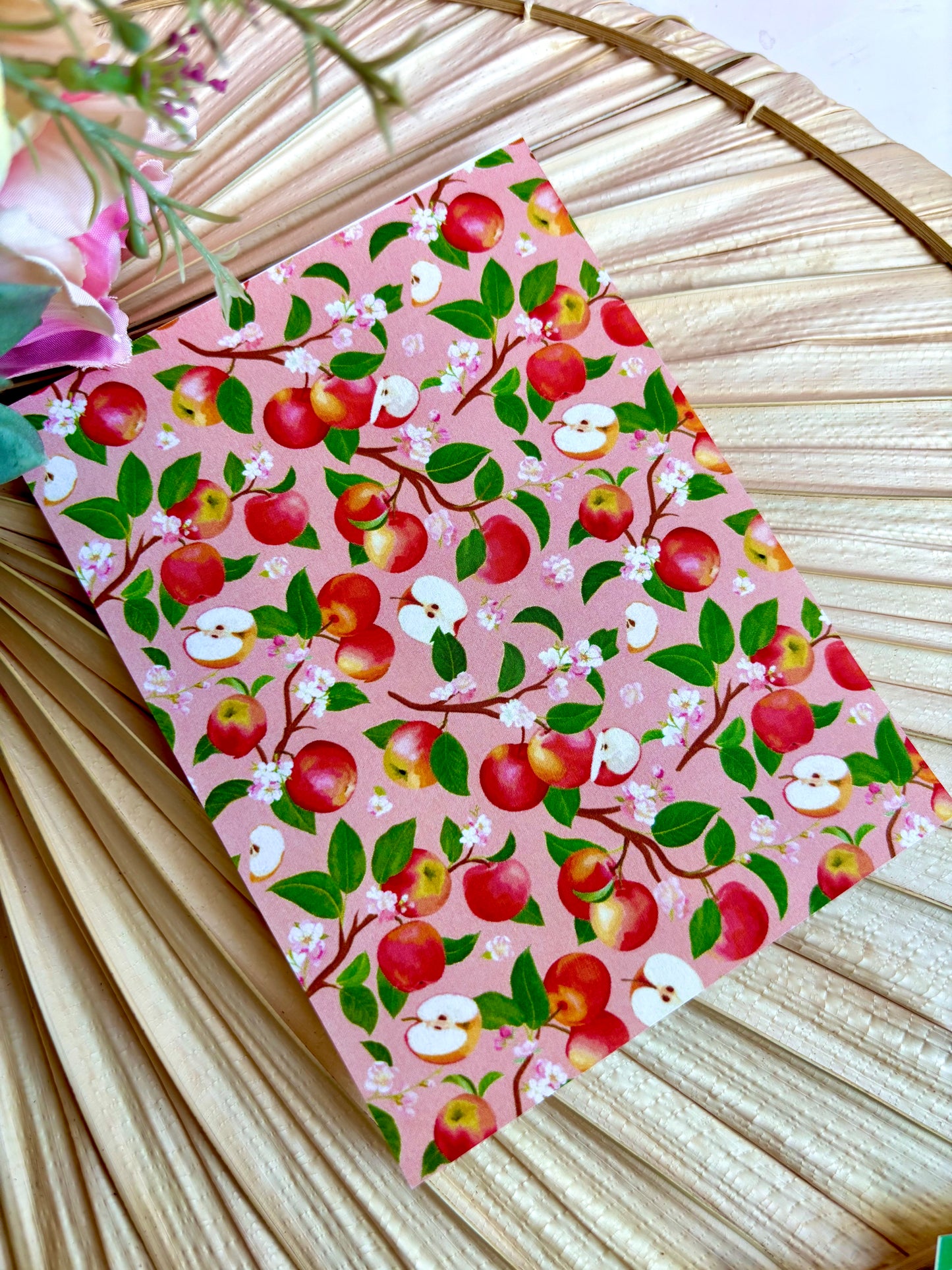 Apples on Pink Transfer Paper