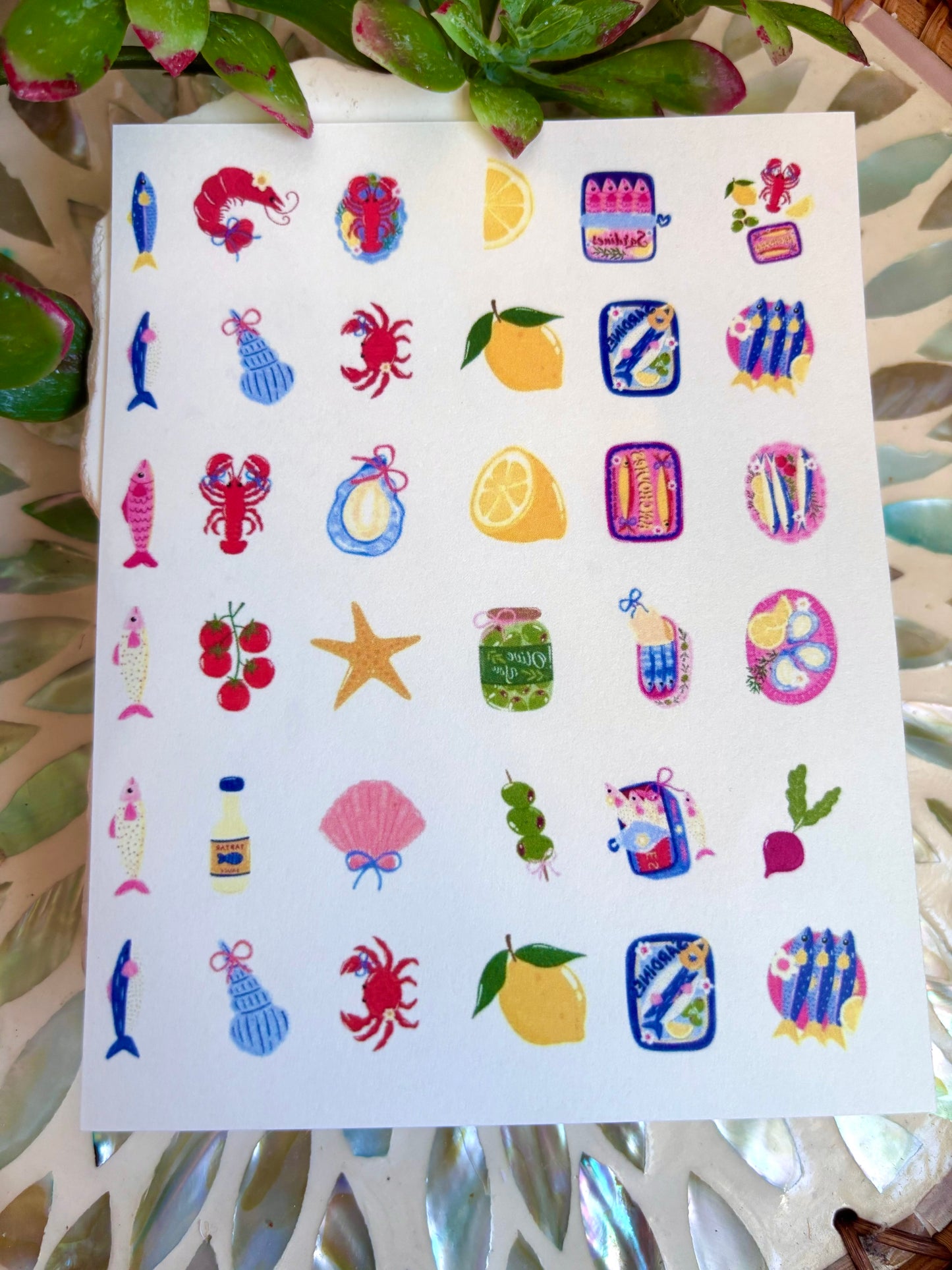 Seafood Lunch Charm Transfer Paper
