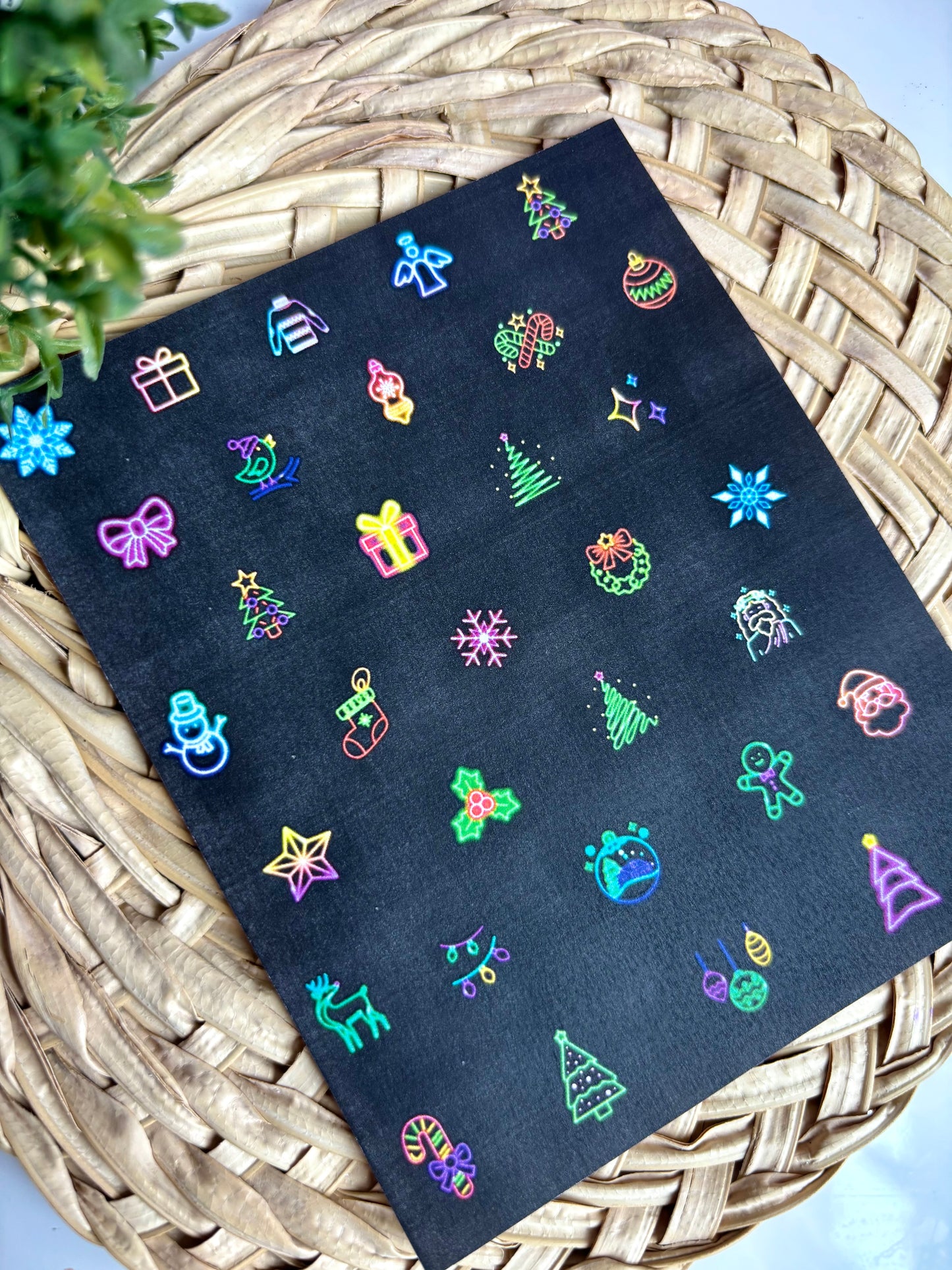 Neon Christmas Charms Transfer Paper