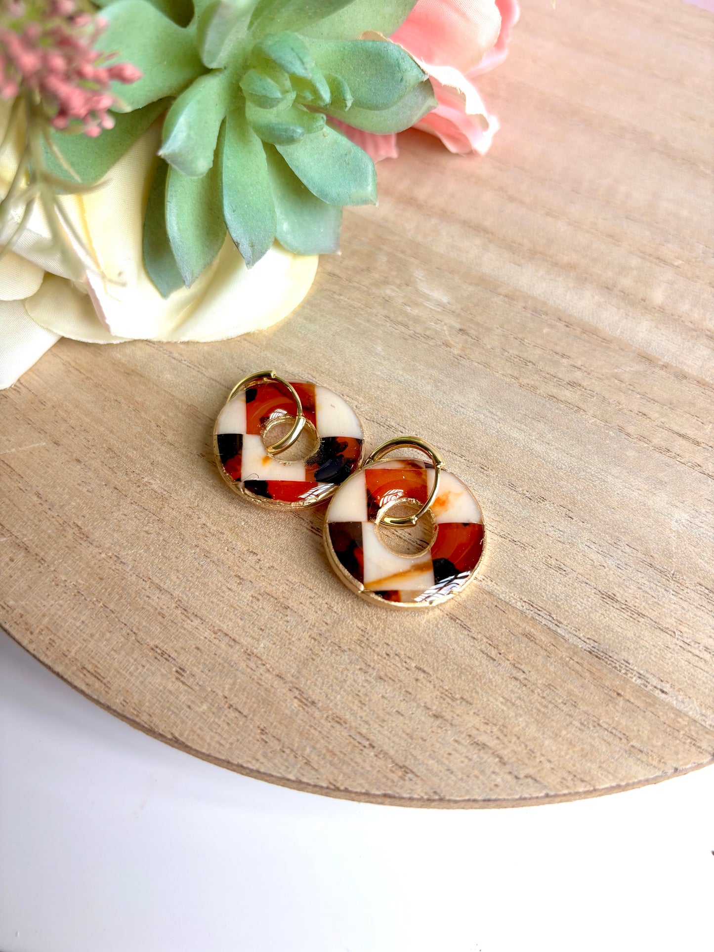 Tortoiseshell Checkerboard Earrings