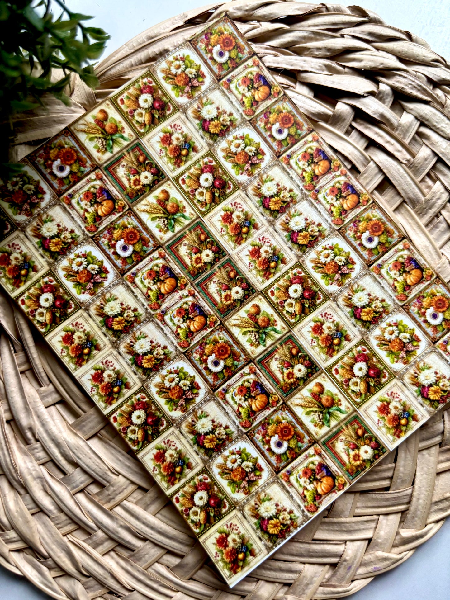 Small Autumn Floral Tile Transfer Paper