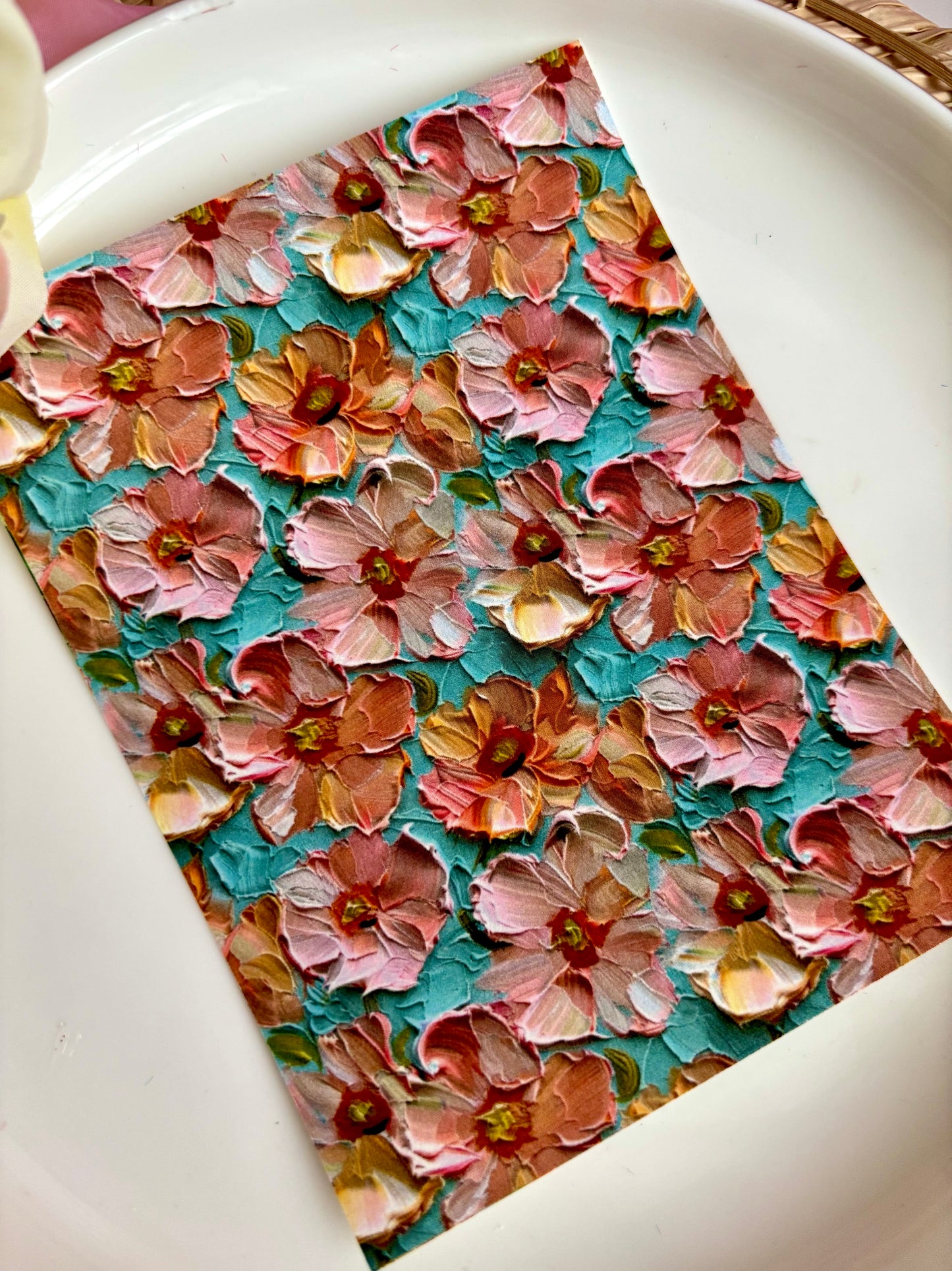 Pink Paint Floral Transfer Paper