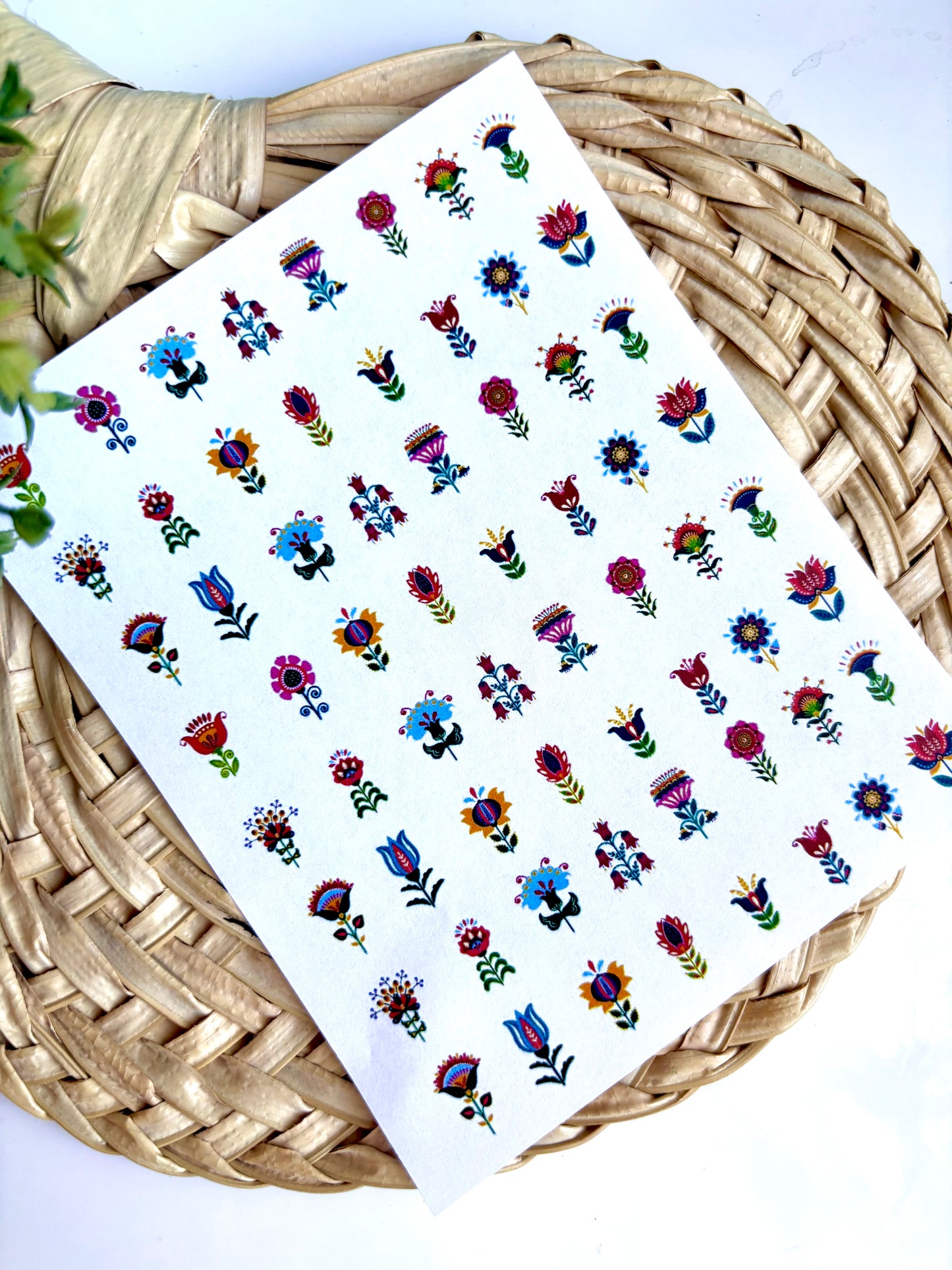 Folk Art Flower Charms Transfer Paper
