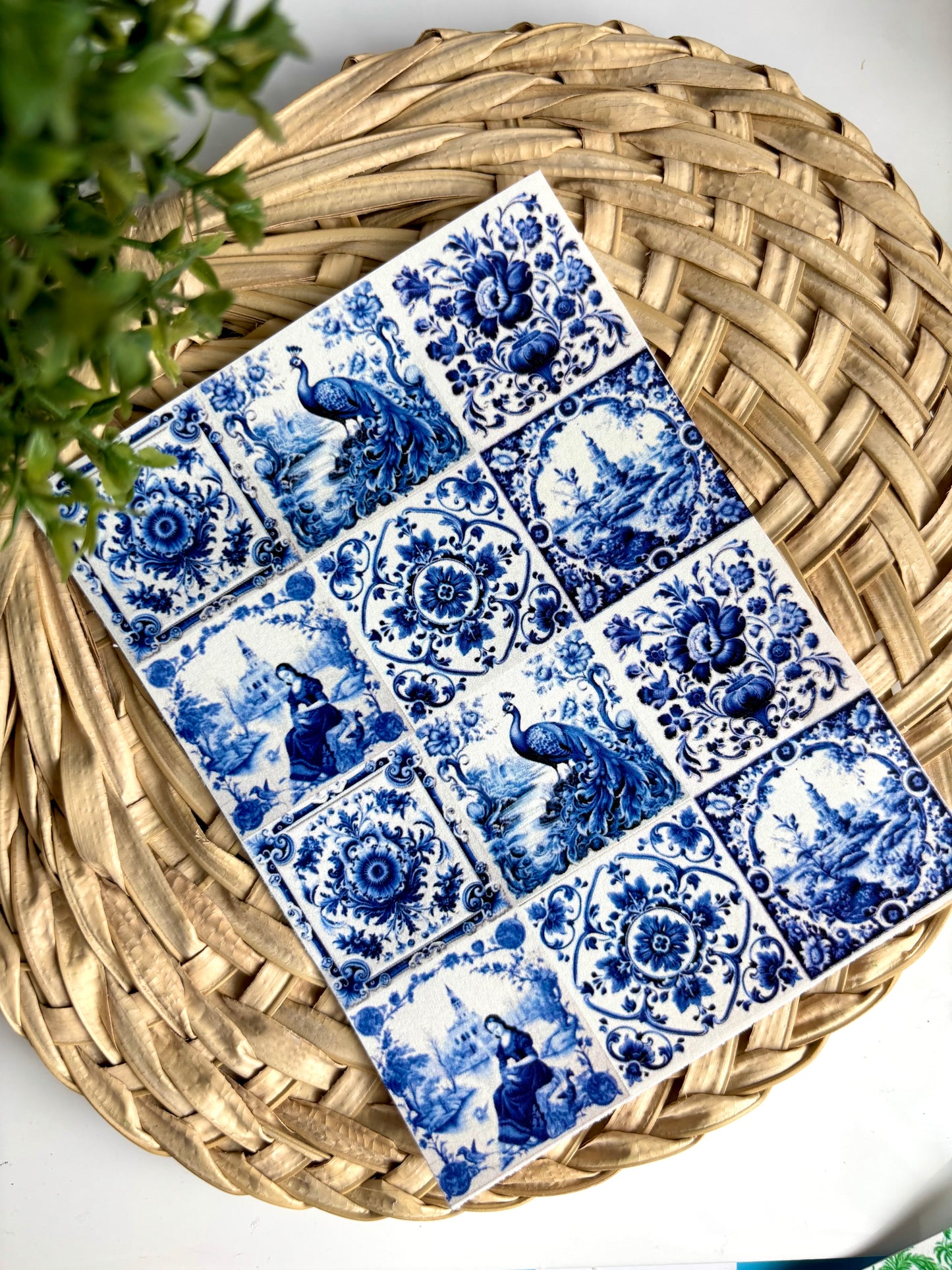 Large Blue Tile B Transfer Paper