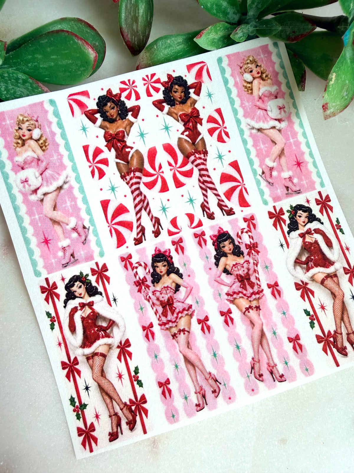 Christmas Retro Girls Transfer Paper