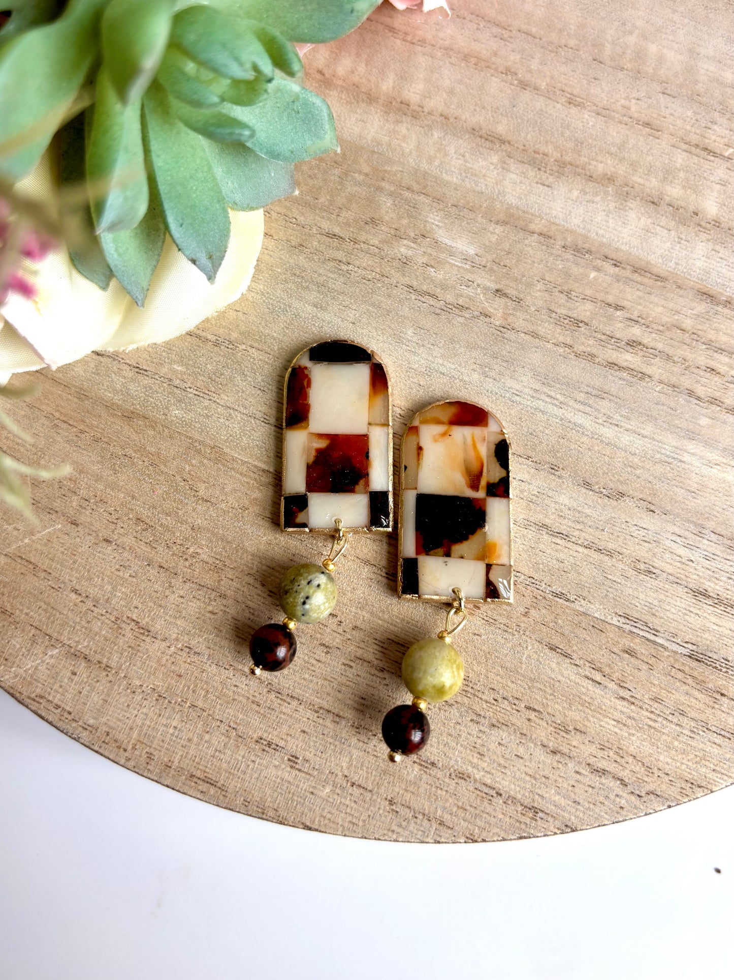 Tortoiseshell Checkerboard Earrings