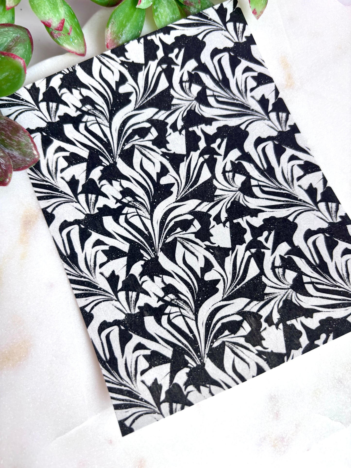 B&W Abstract Leaves Transfer Paper