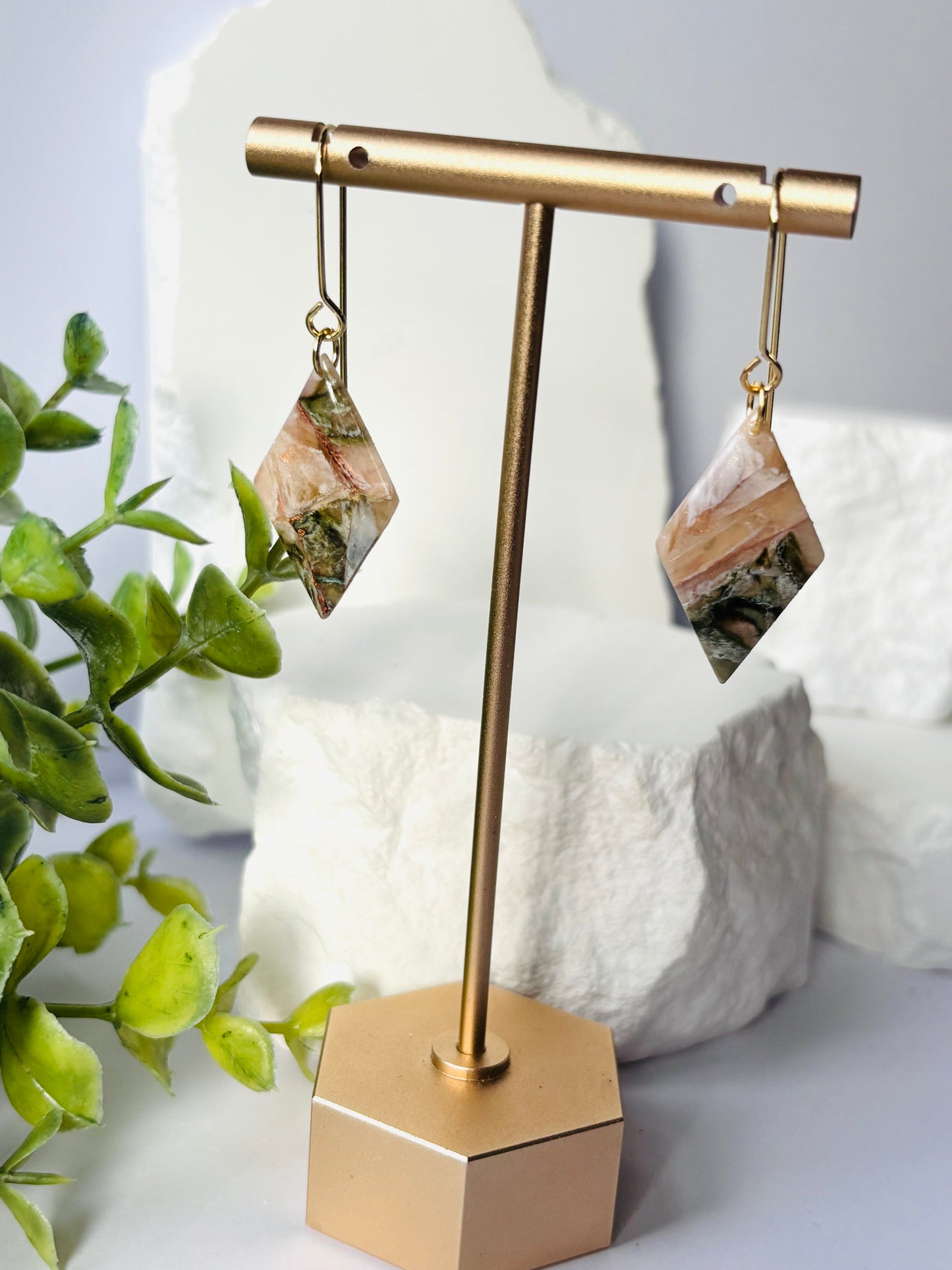 Stone & Metal Marble Earrings