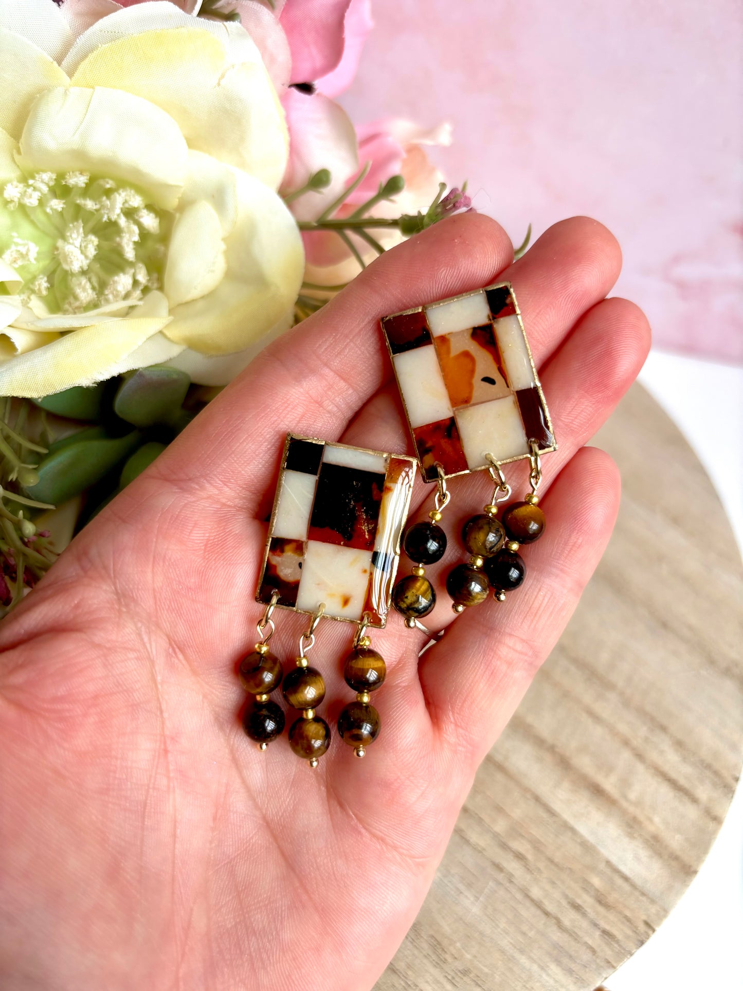 Tortoiseshell Checkerboard Earrings