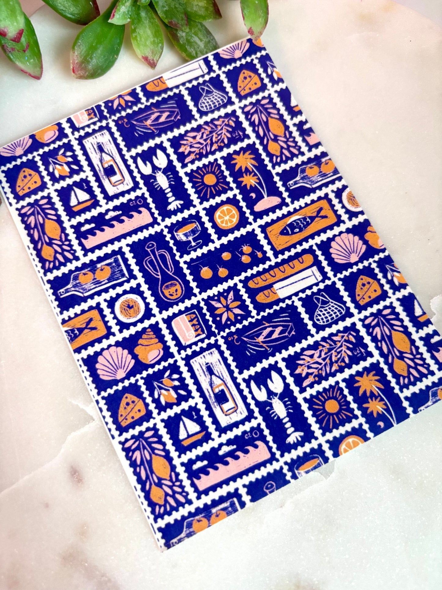 Navy Summer Stamps Transfer Paper
