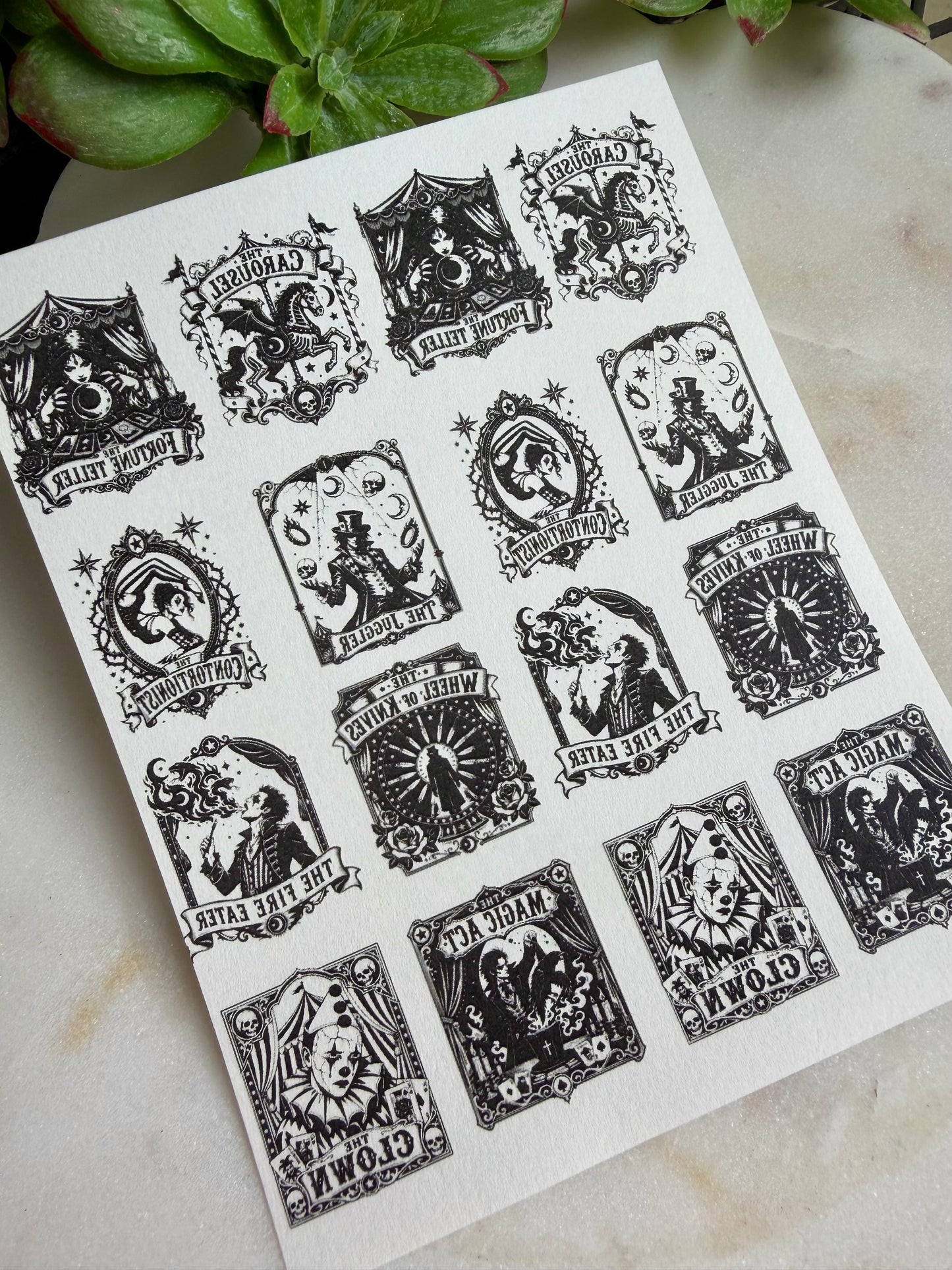 Dark Carnival Tarot Transfer Papers