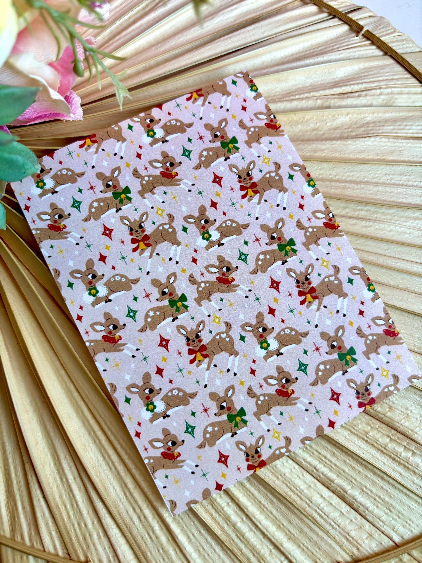 Retro Reindeer Pink Transfer Paper
