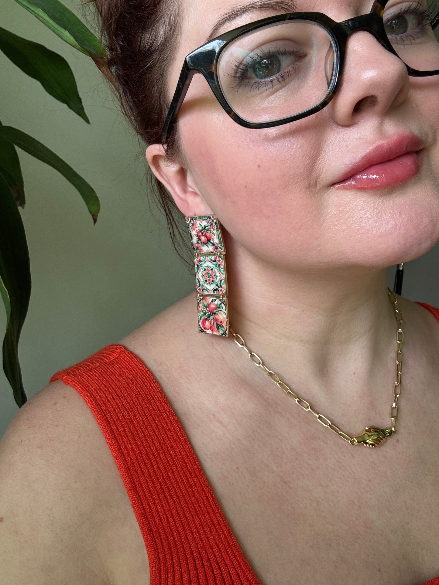 Orange Tile Earrings