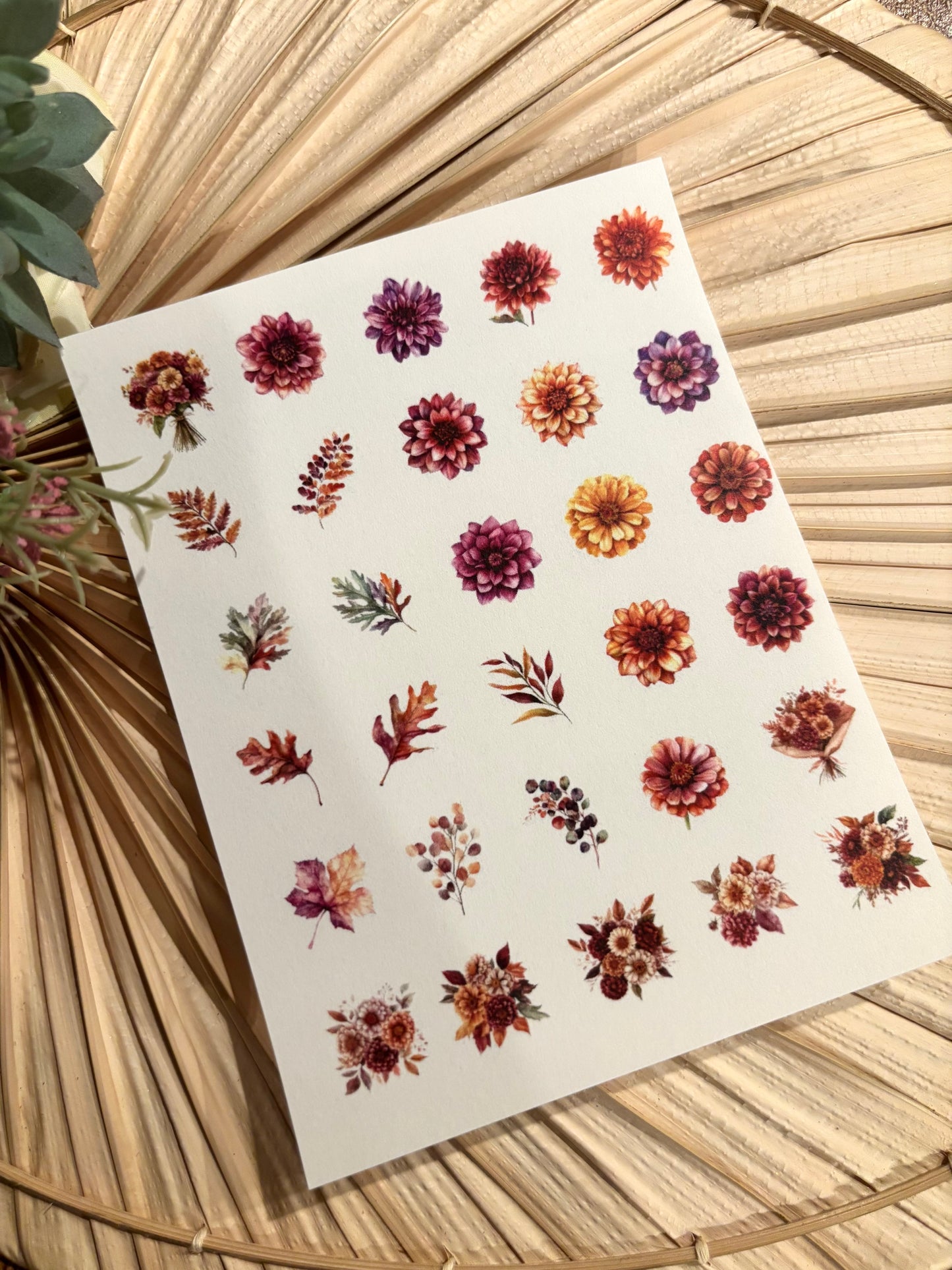 Autumn Florals & Leaves Charm Transfer Paper