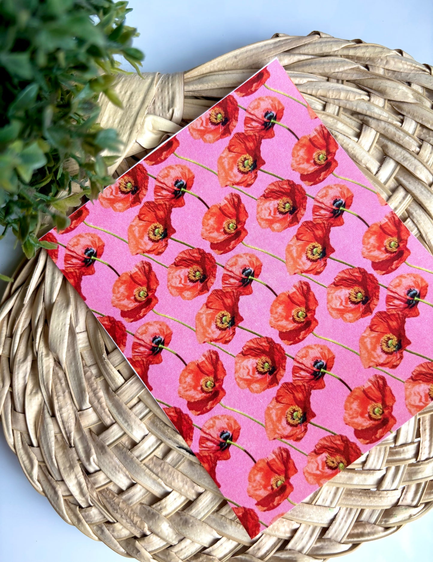 Poppies on Pink Transfer Paper