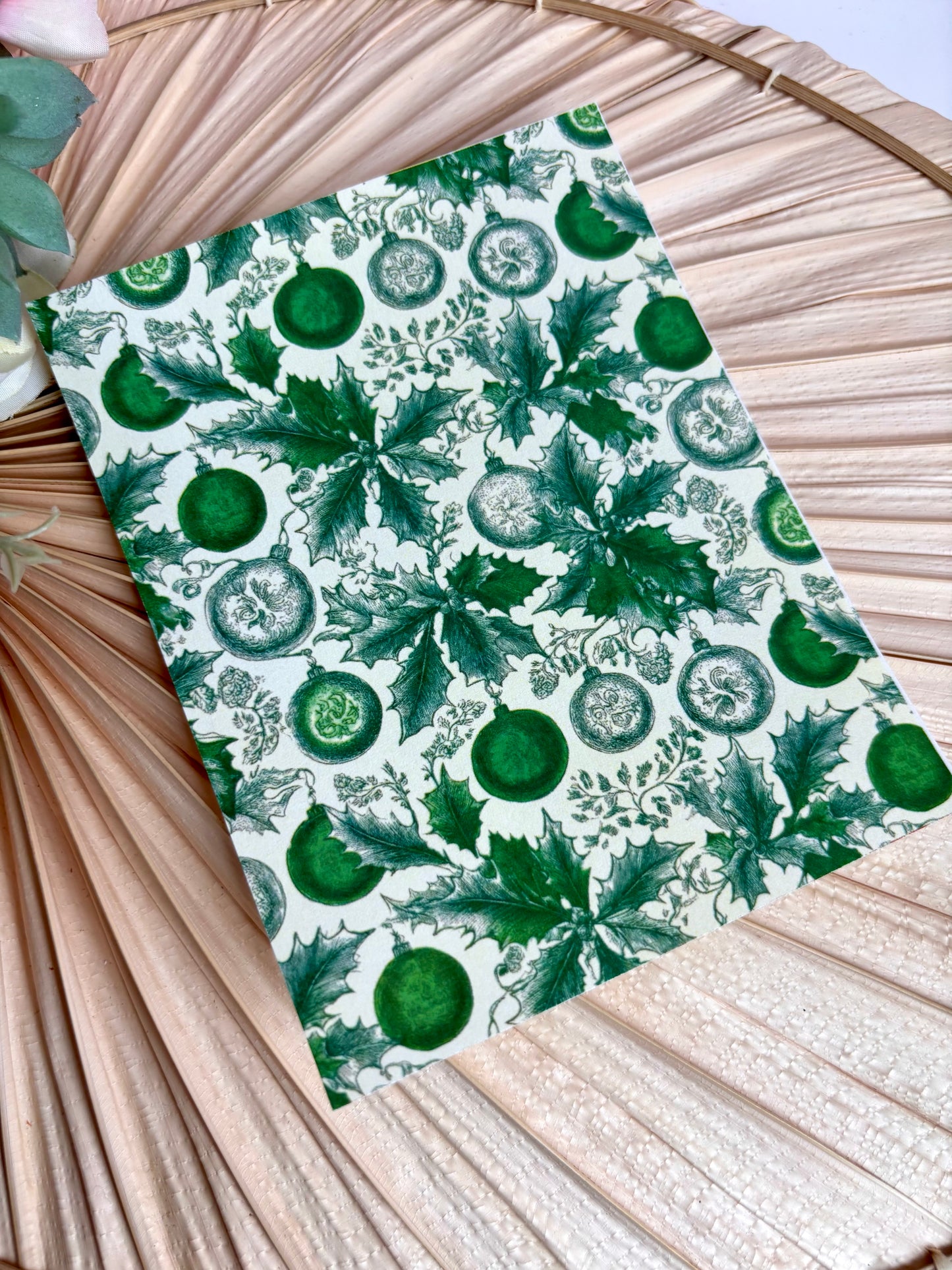 Green Ornament Toile Transfer Paper