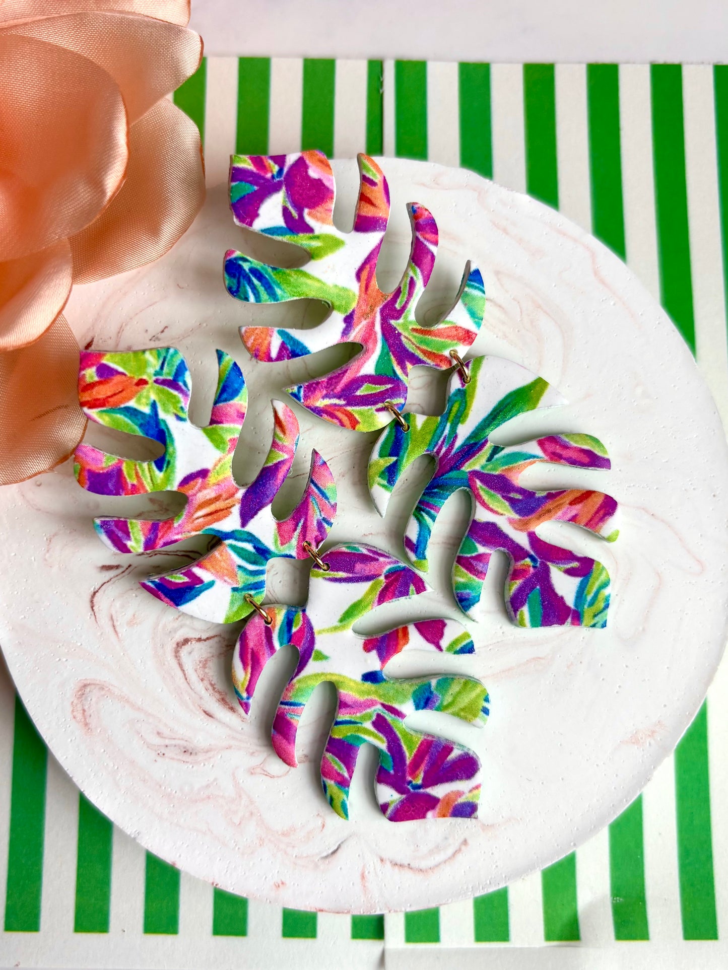 Tropical Monstera Earrings
