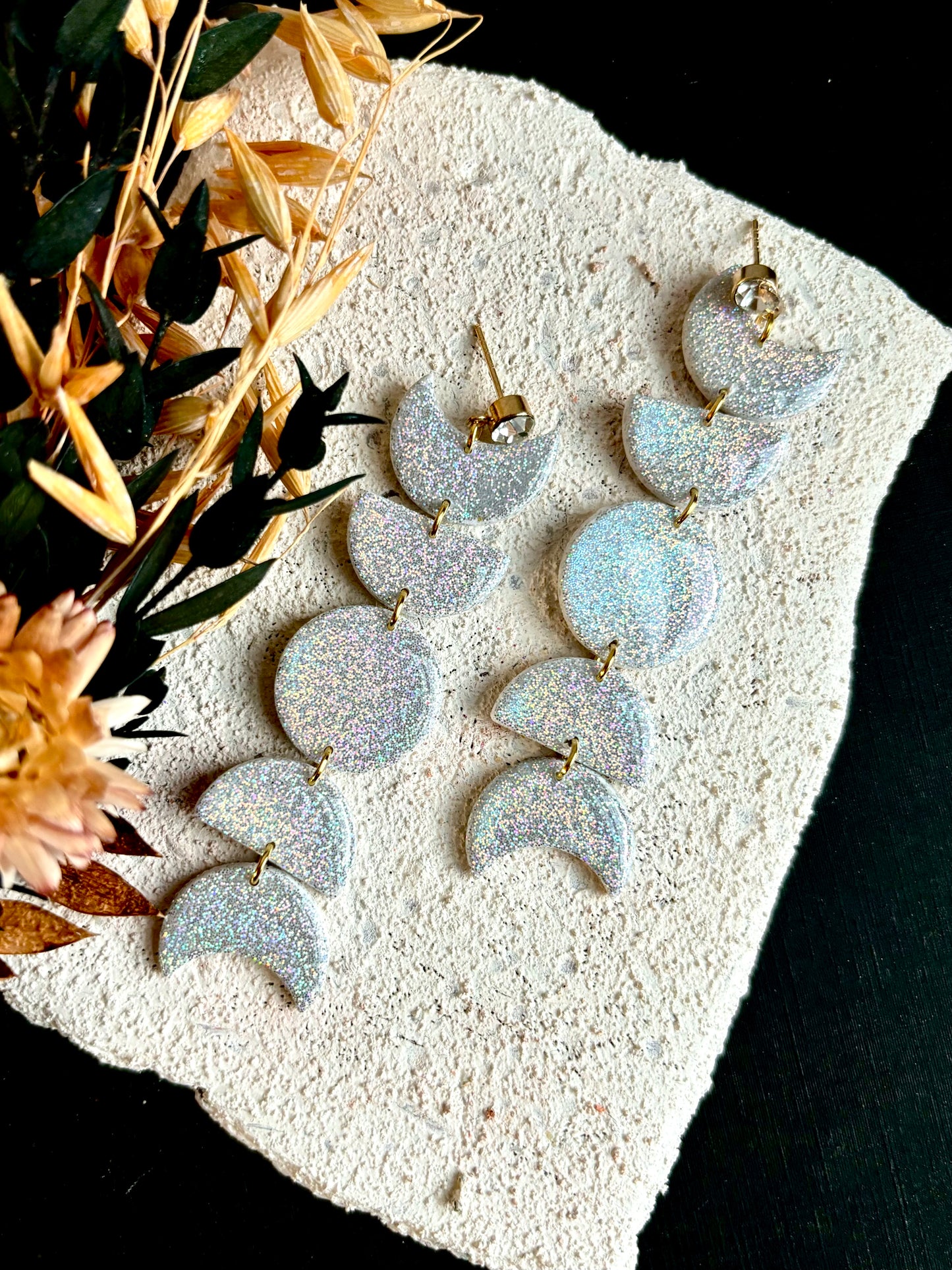 Sparkly Moon Phase Earrings