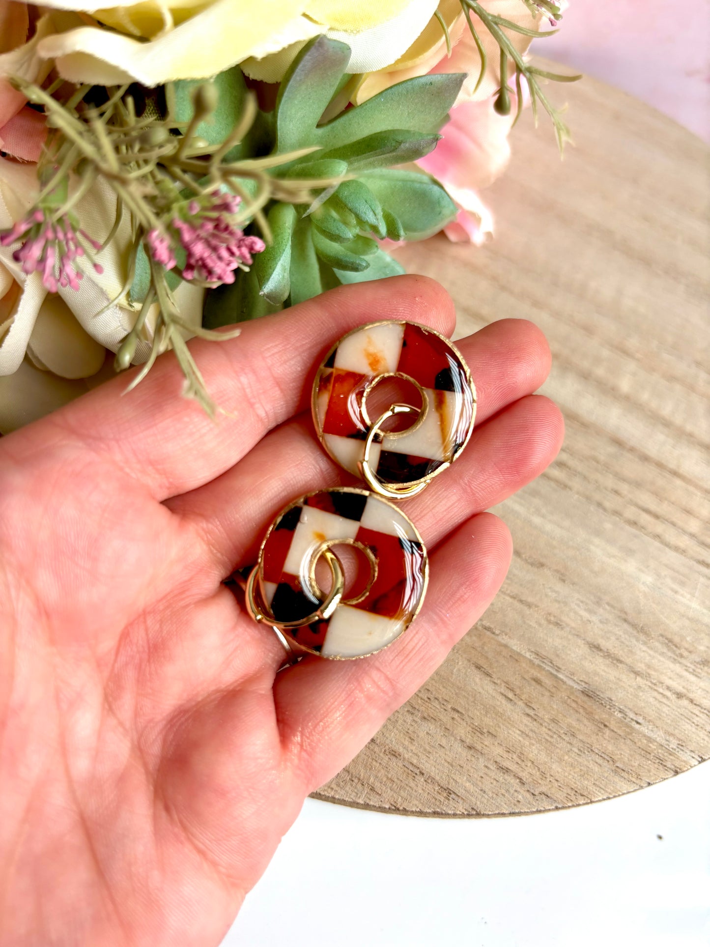 Tortoiseshell Checkerboard Earrings