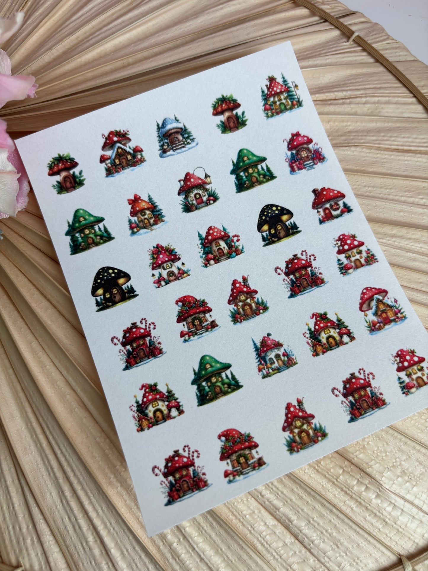 Mushroom Holiday Charms Transfer Paper