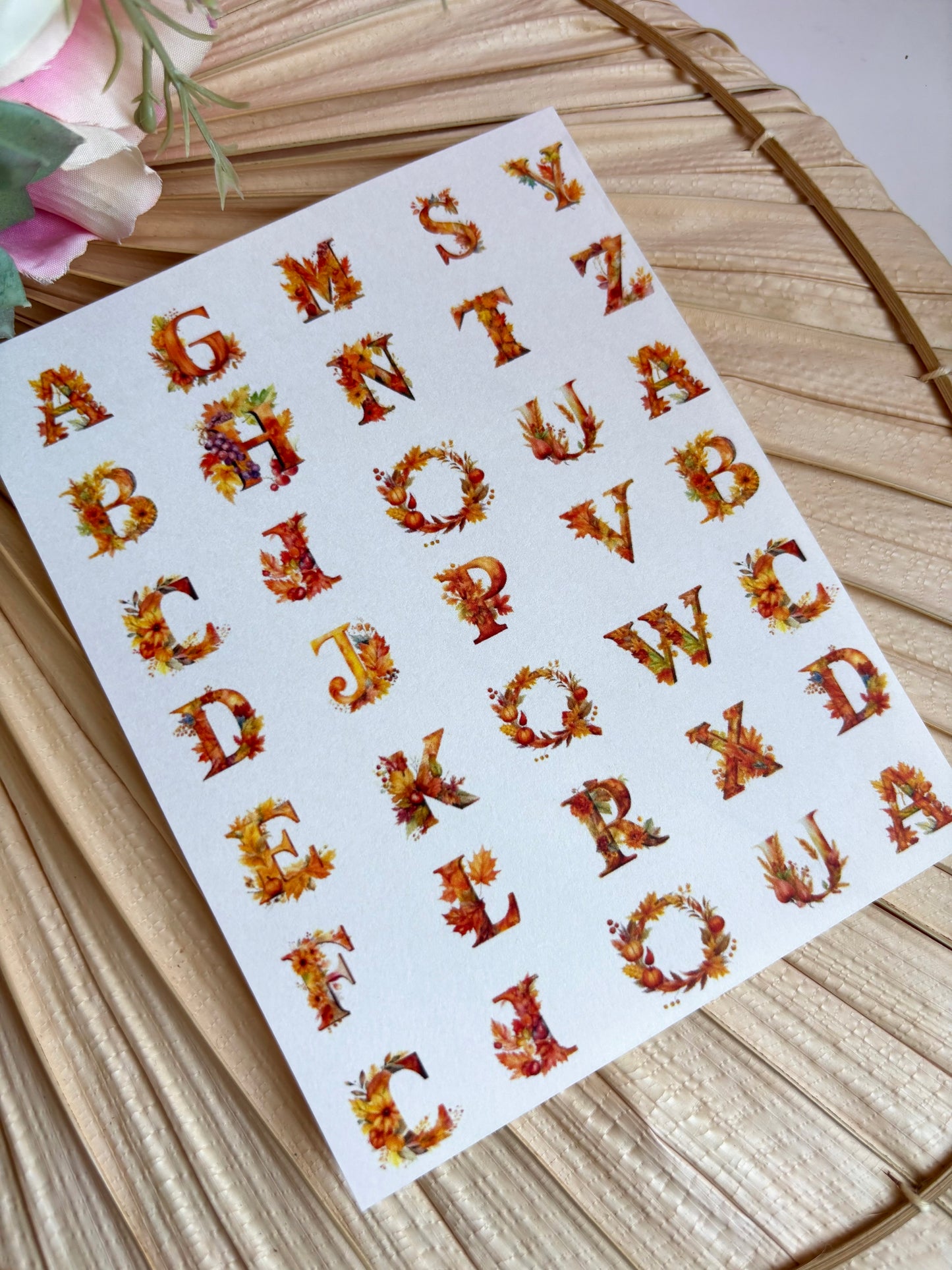 Fall Leaves ABCs Charms Transfer Paper