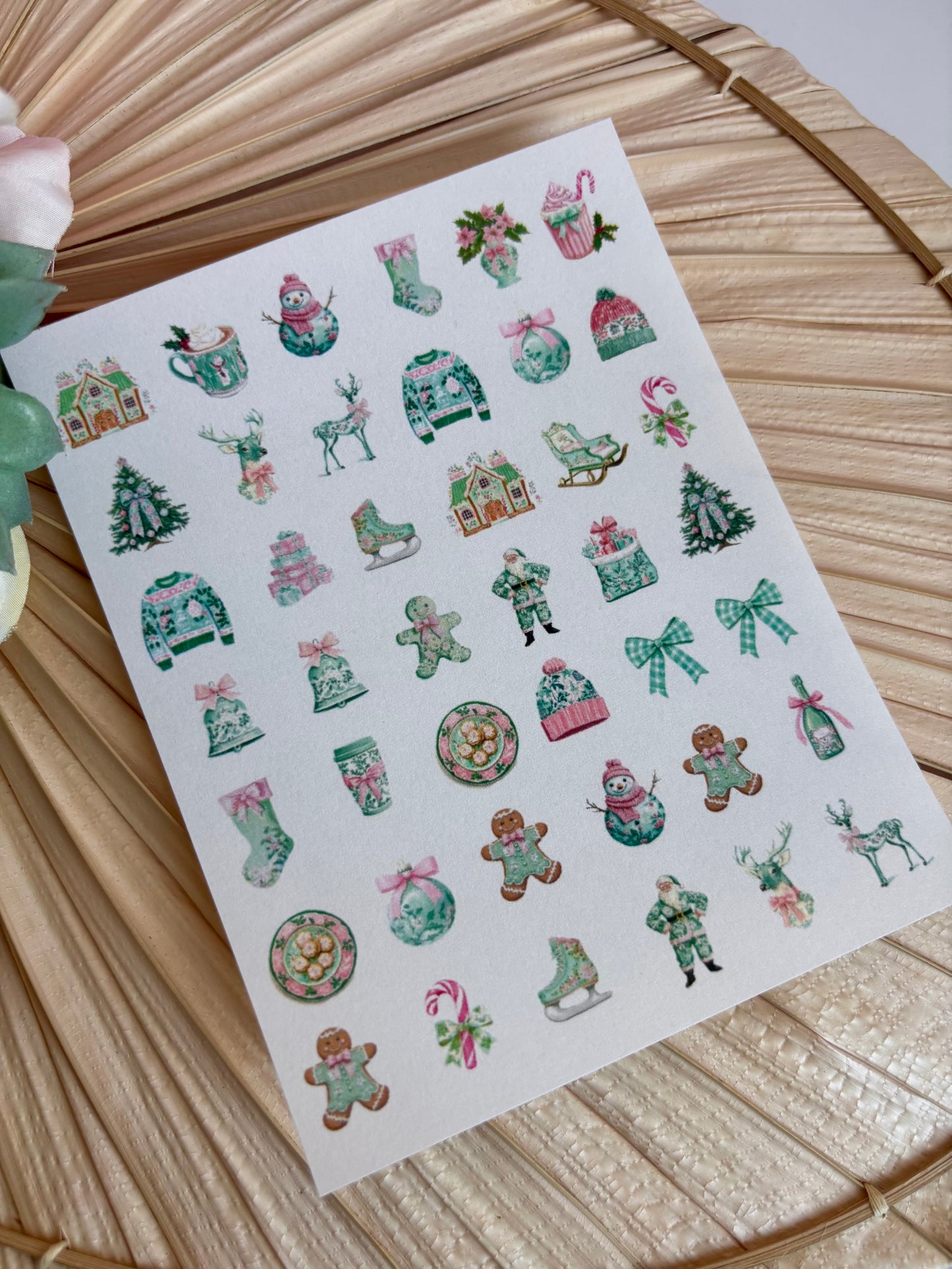 Pastel Toile Christmas Charms Transfer Paper