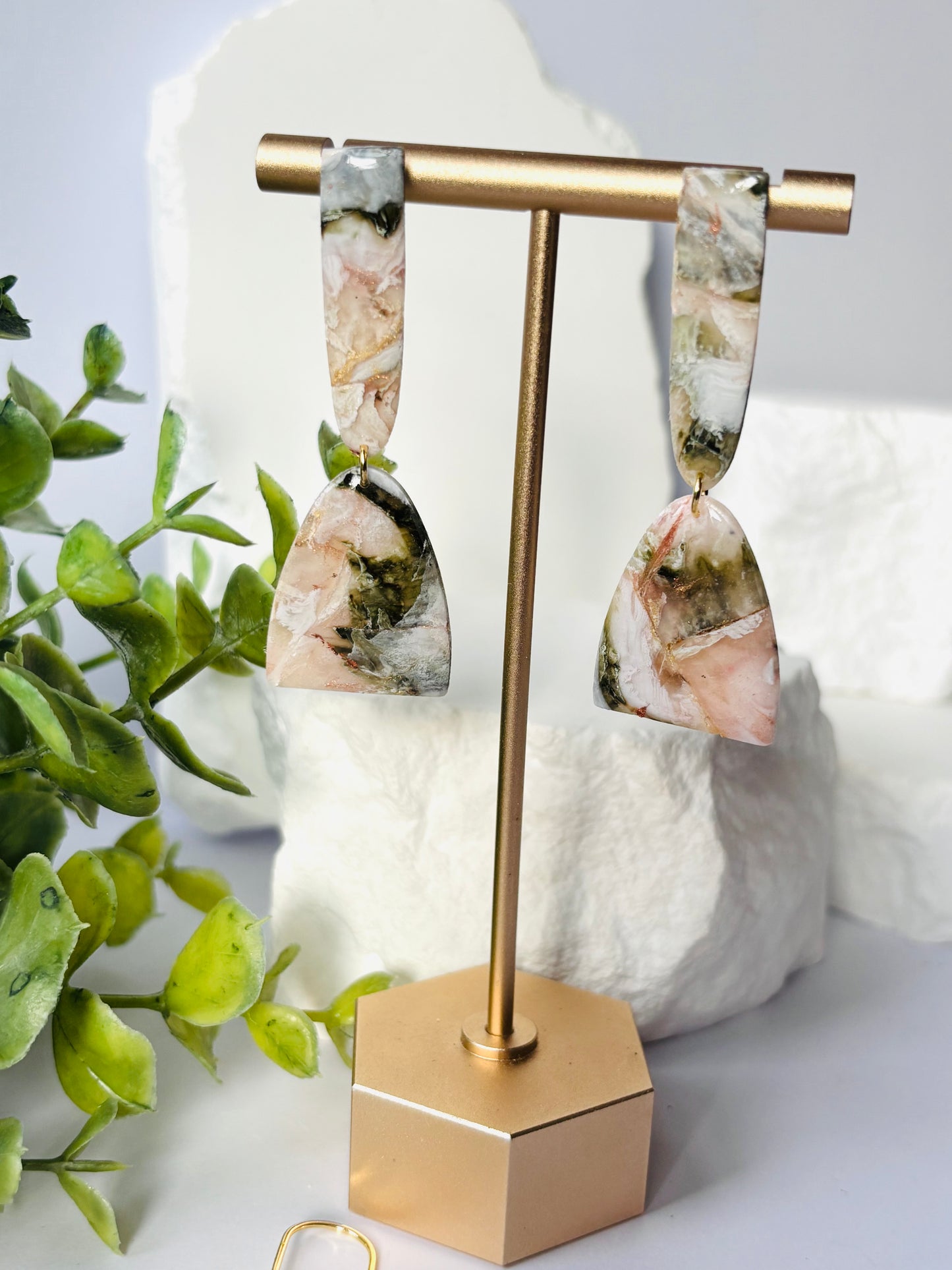 Stone & Metal Marble Earrings