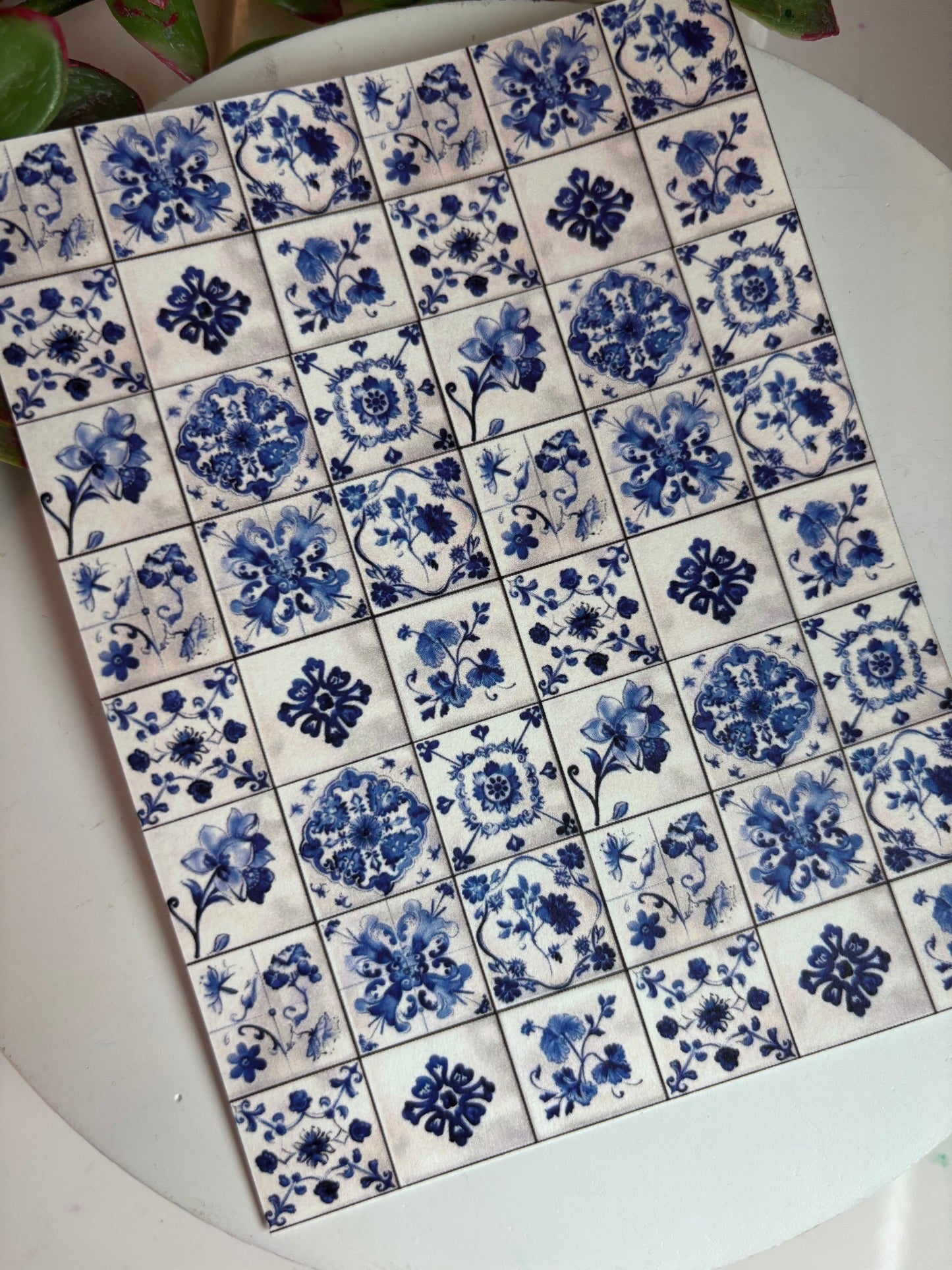 Tiny Blue Tile Transfer Paper
