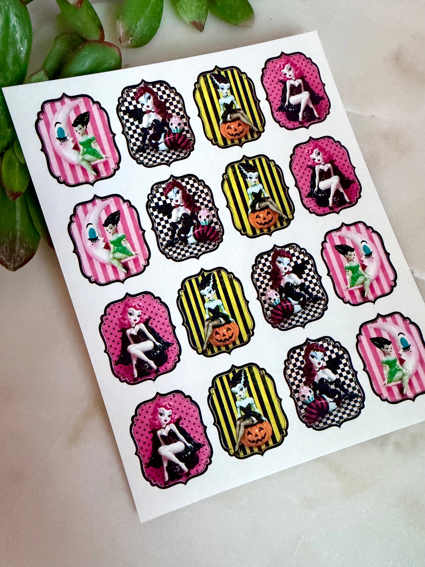 Vintage Pin-up Halloween Frame Transfers