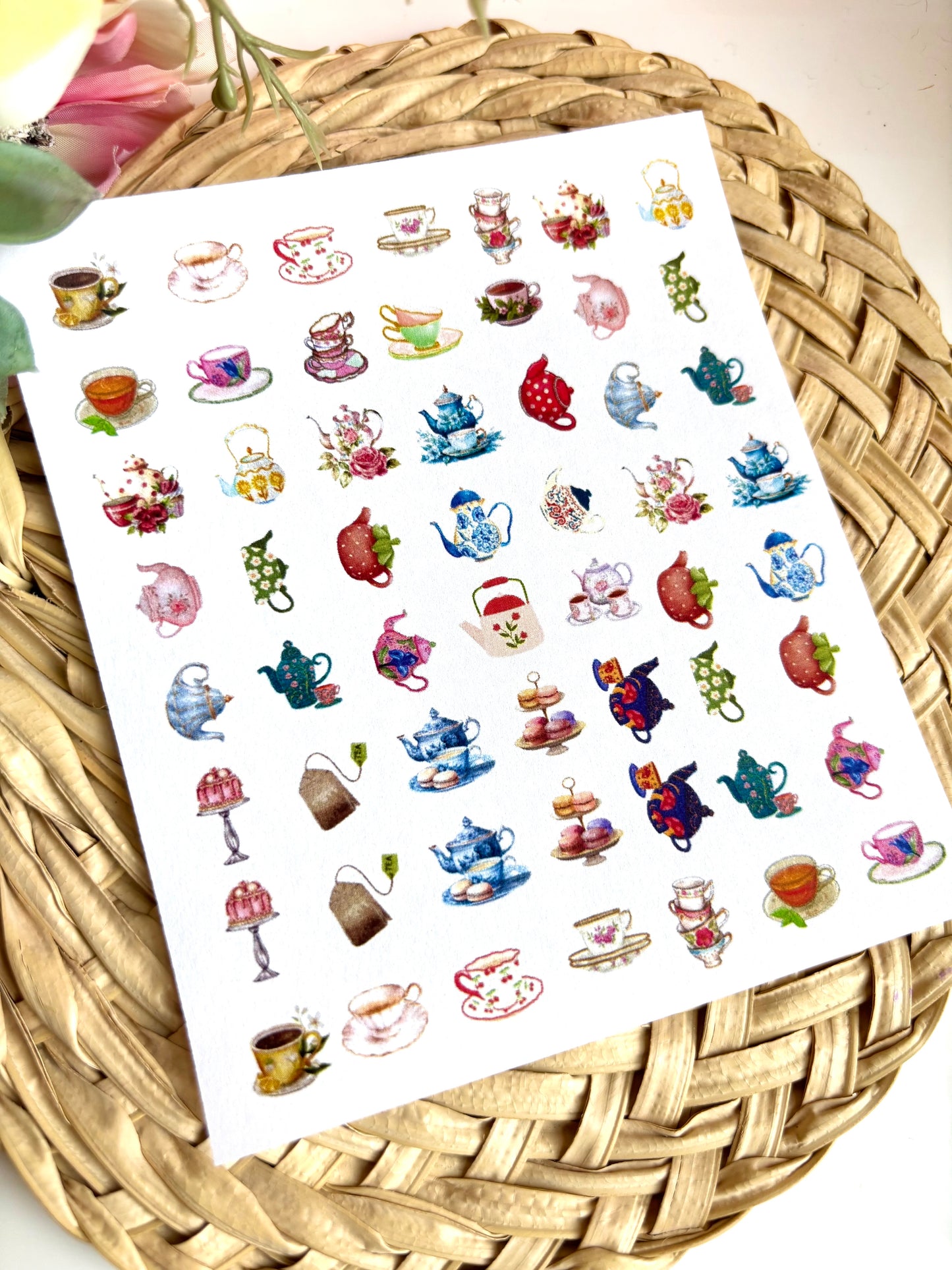 Tea Time Charms Transfer Paper