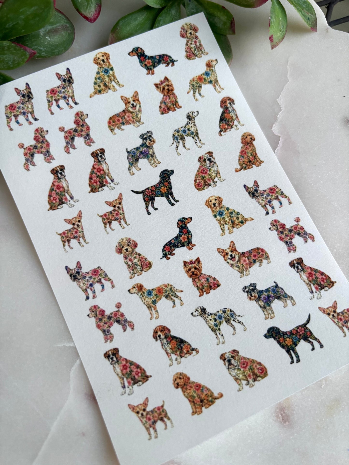 Floral Dogs Charm Transfer Paper