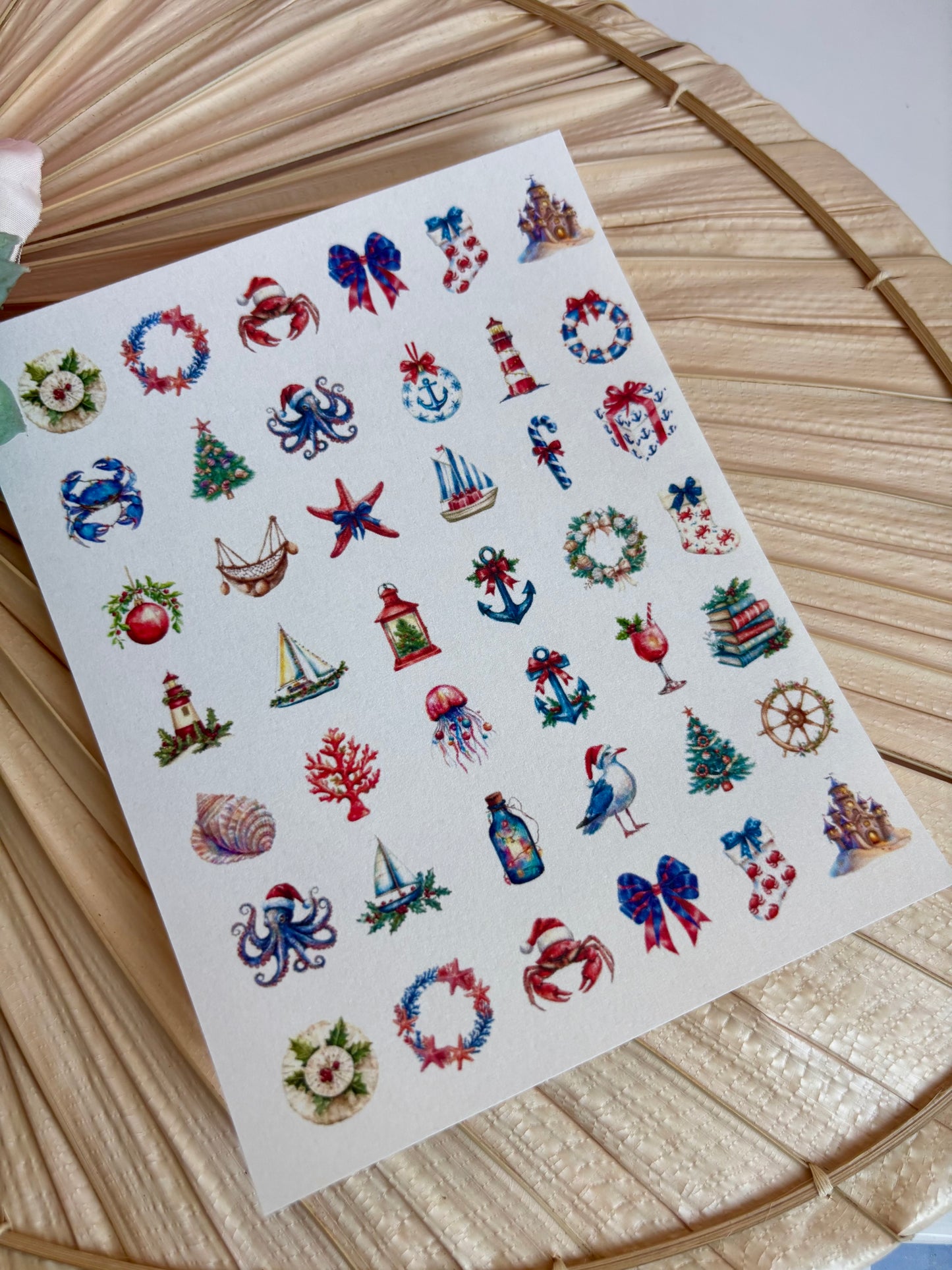 Seaside Xmas Charms Transfer Paper