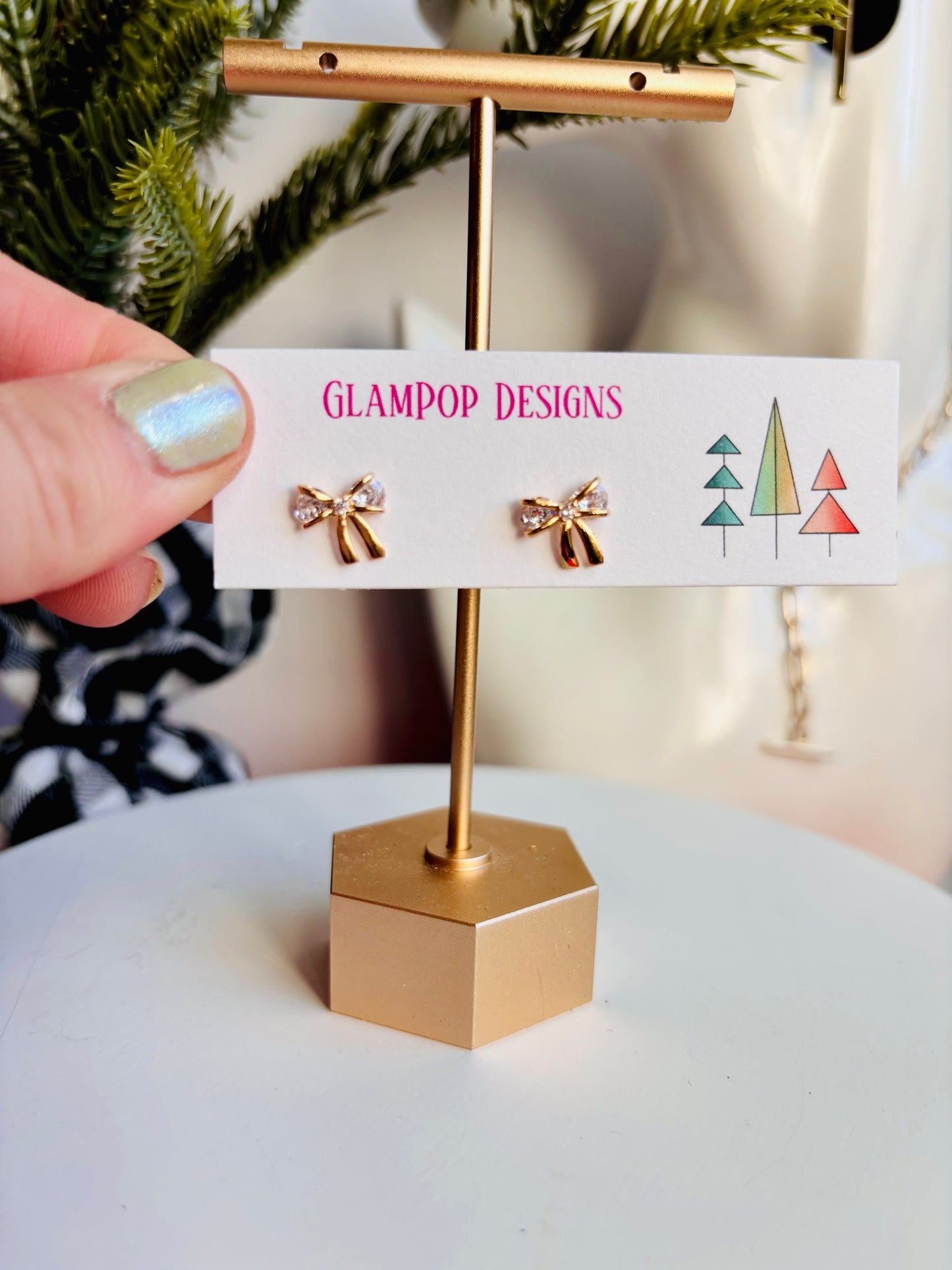 Cubic Zirconia Bow Studs