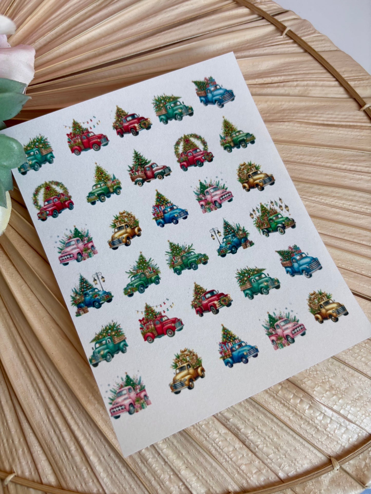 Christmas Truck Charms Transfer Paper