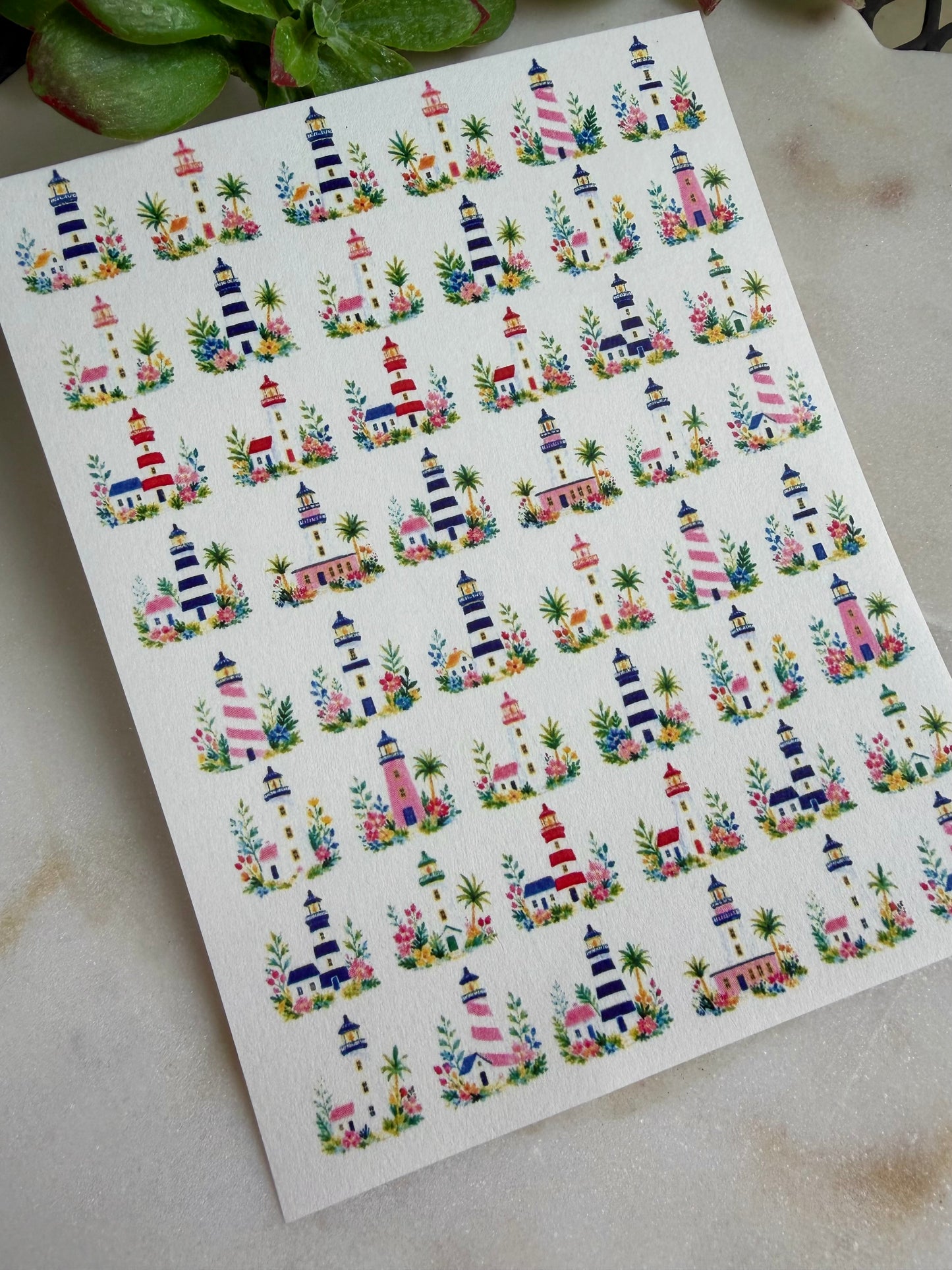 Lighthouse & Florals Charm Transfer Paper