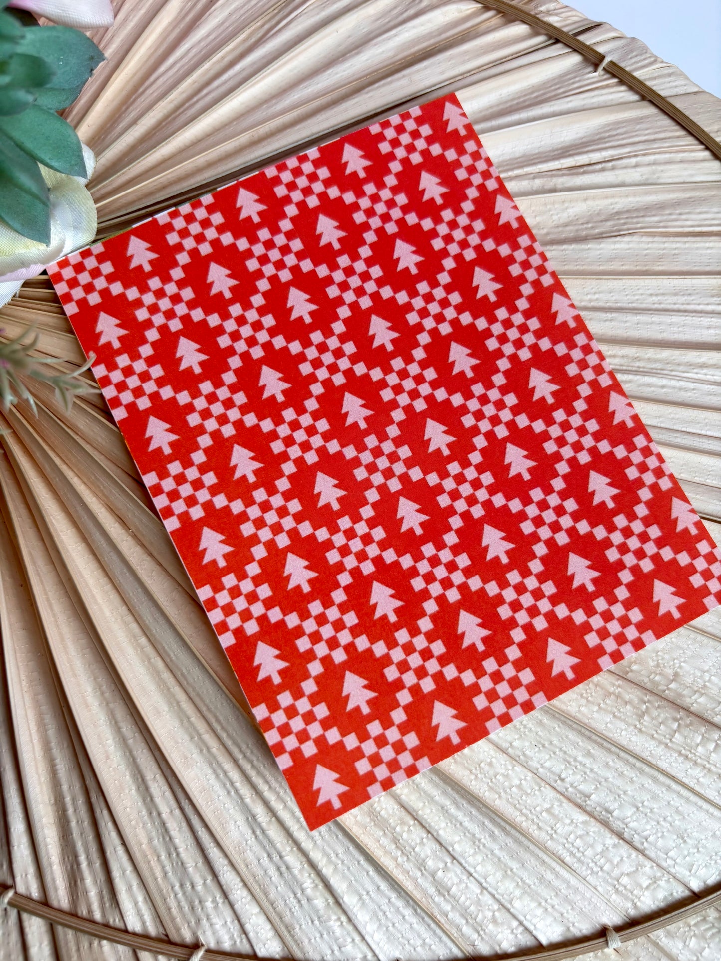 Red Check Tree Transfer Paper