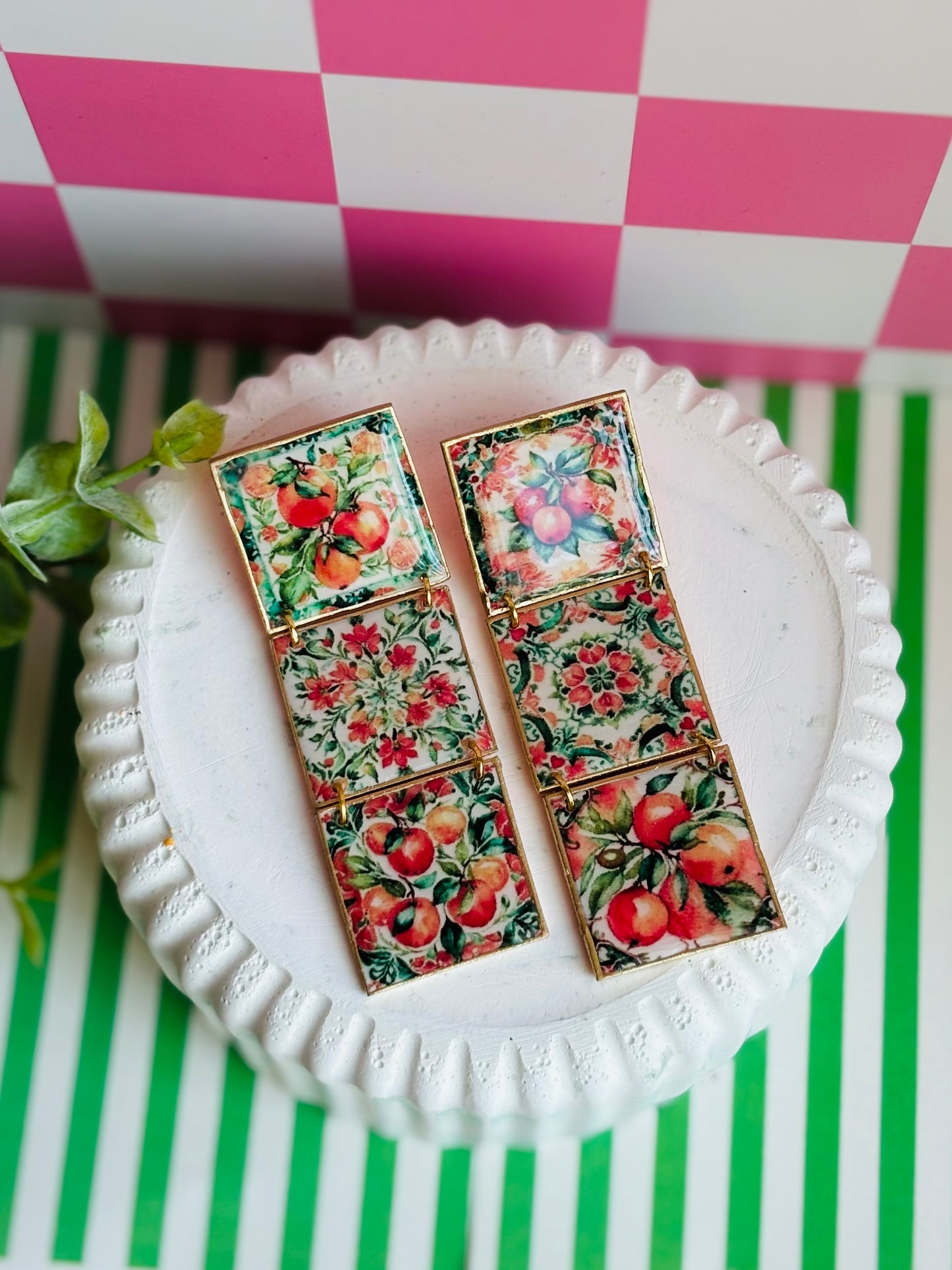 Orange Tile Earrings