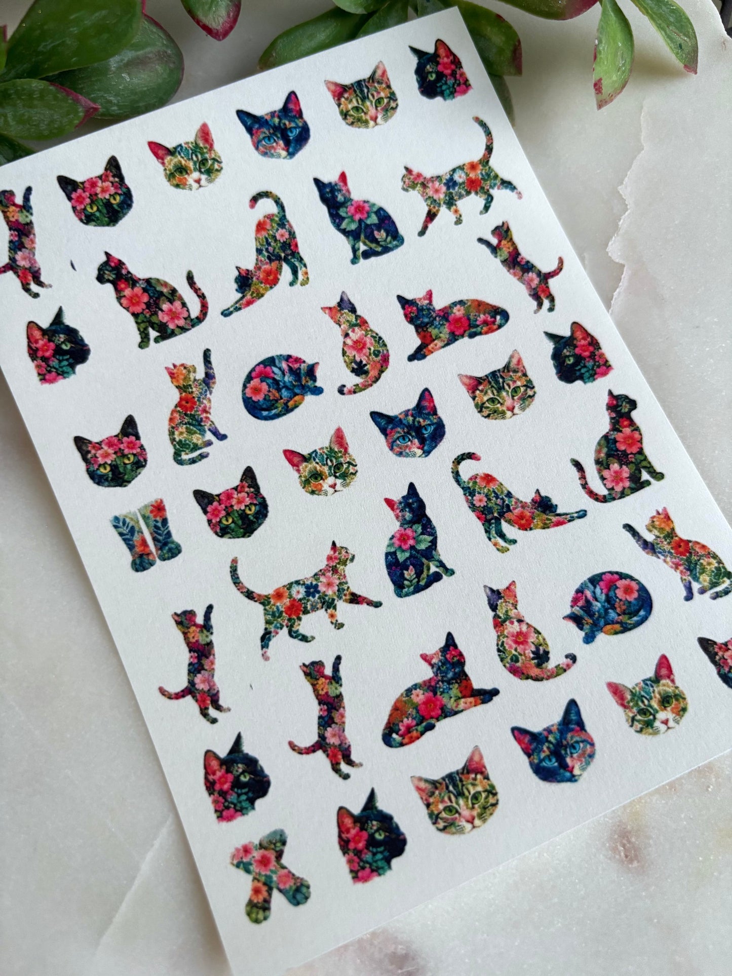 Floral Kitty Charm Transfer Paper