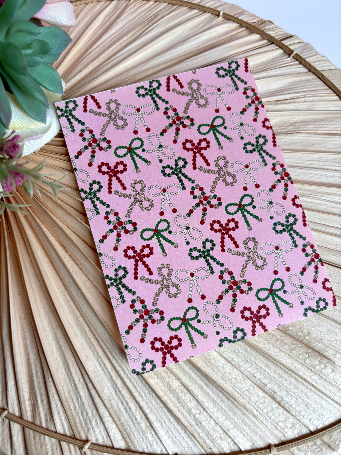 Pink Xmas Bow Transfer Paper
