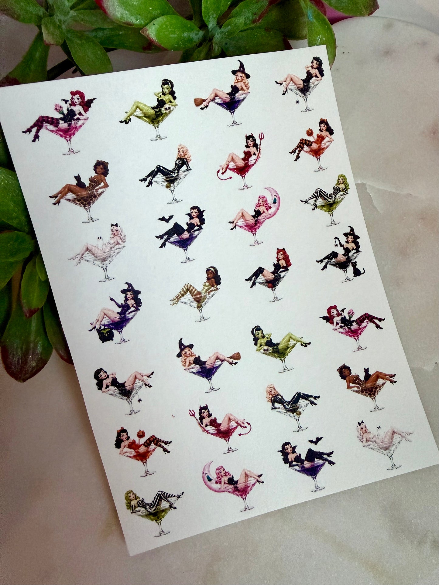 Halloween Pin-Up Martini Girl Charms