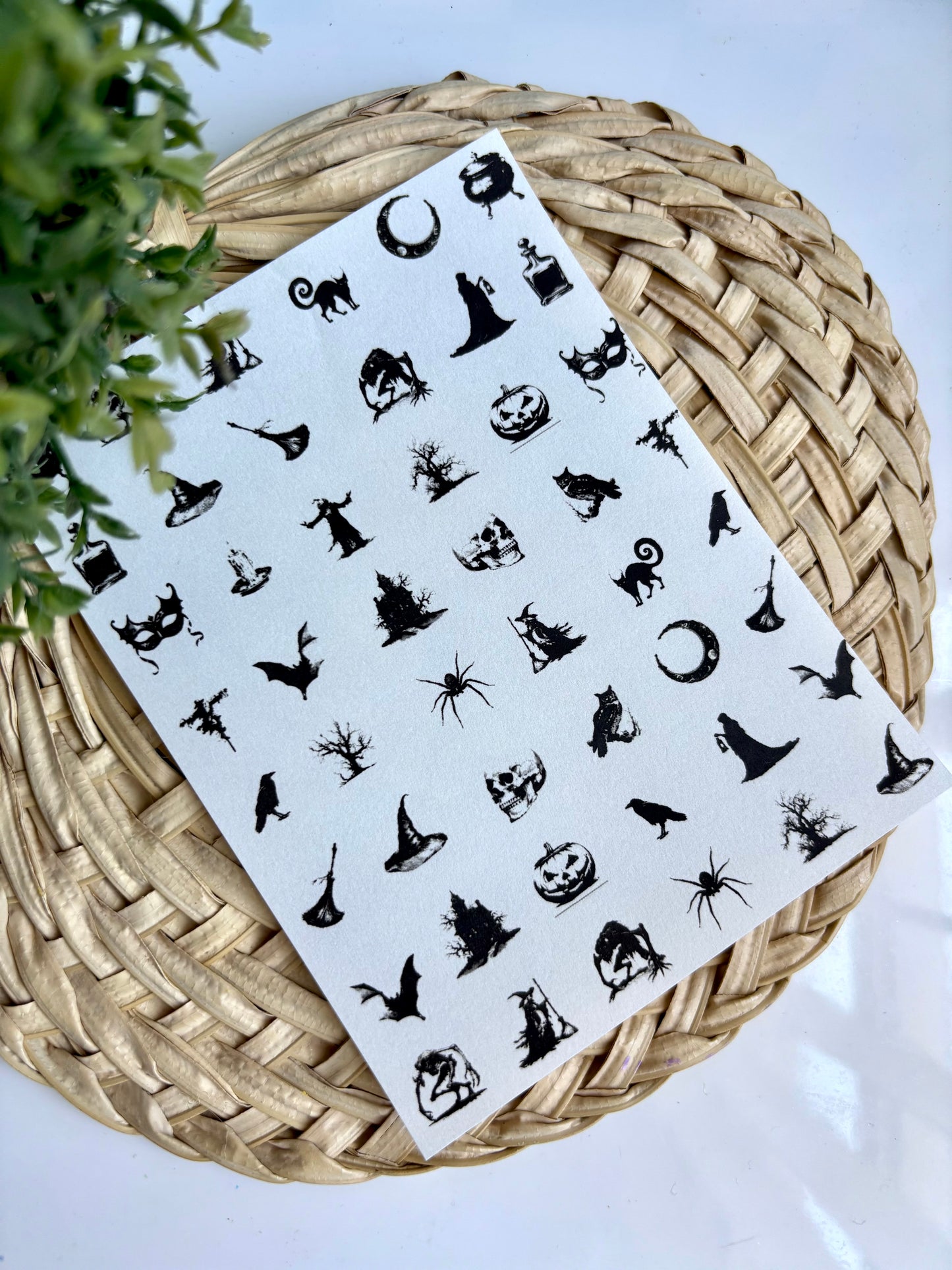 B&W Halloween Charm Transfer Paper