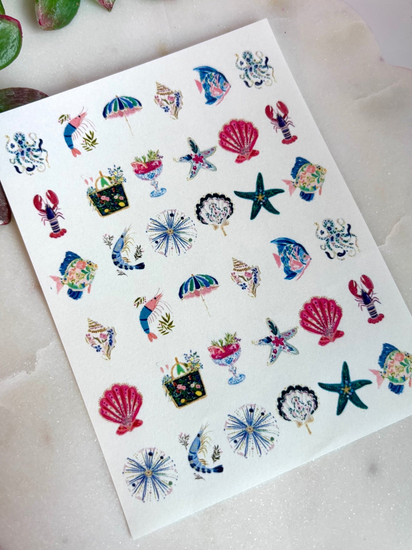 Red Shell Coastal Charm Transfer Papers