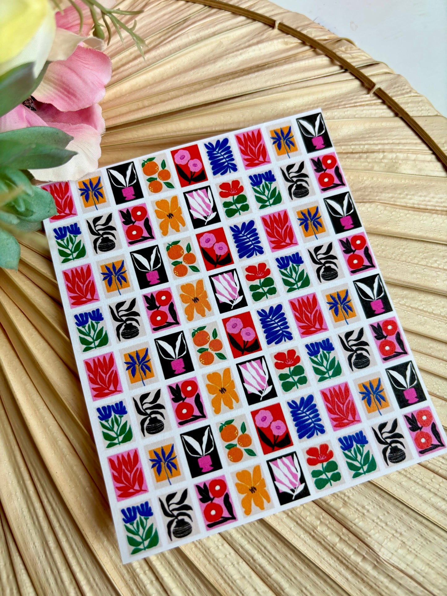 Funky Floral Charms Black Transfer Paper