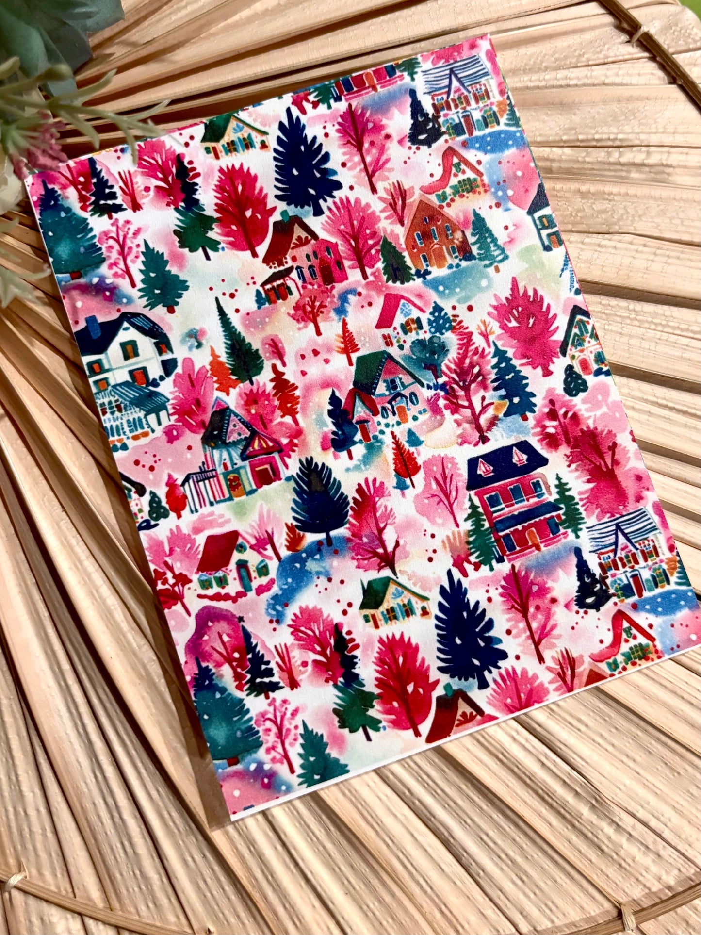 Christmas Village Pink Transfer Paper