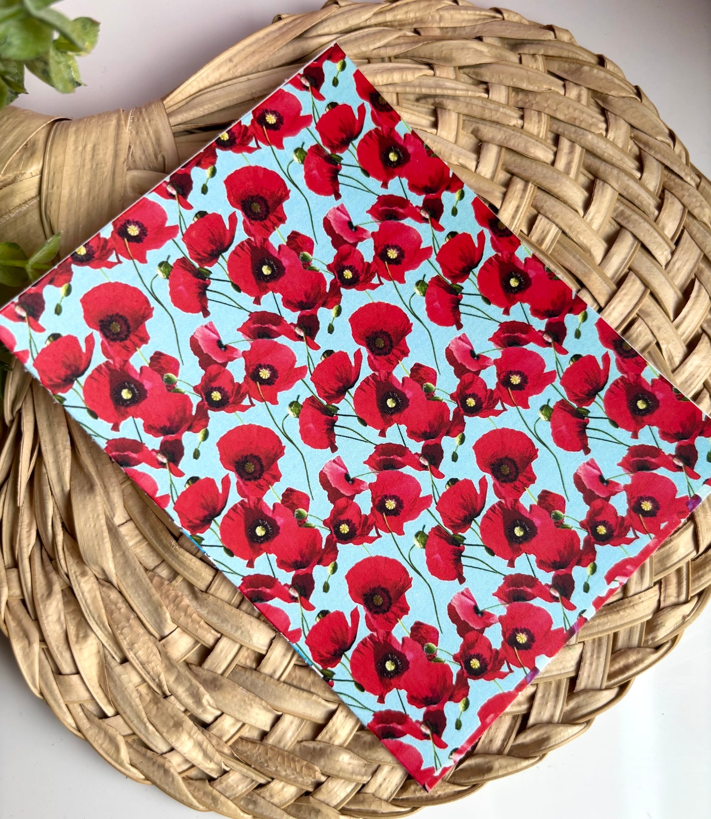 Red Poppies on Blue Transfer Papers