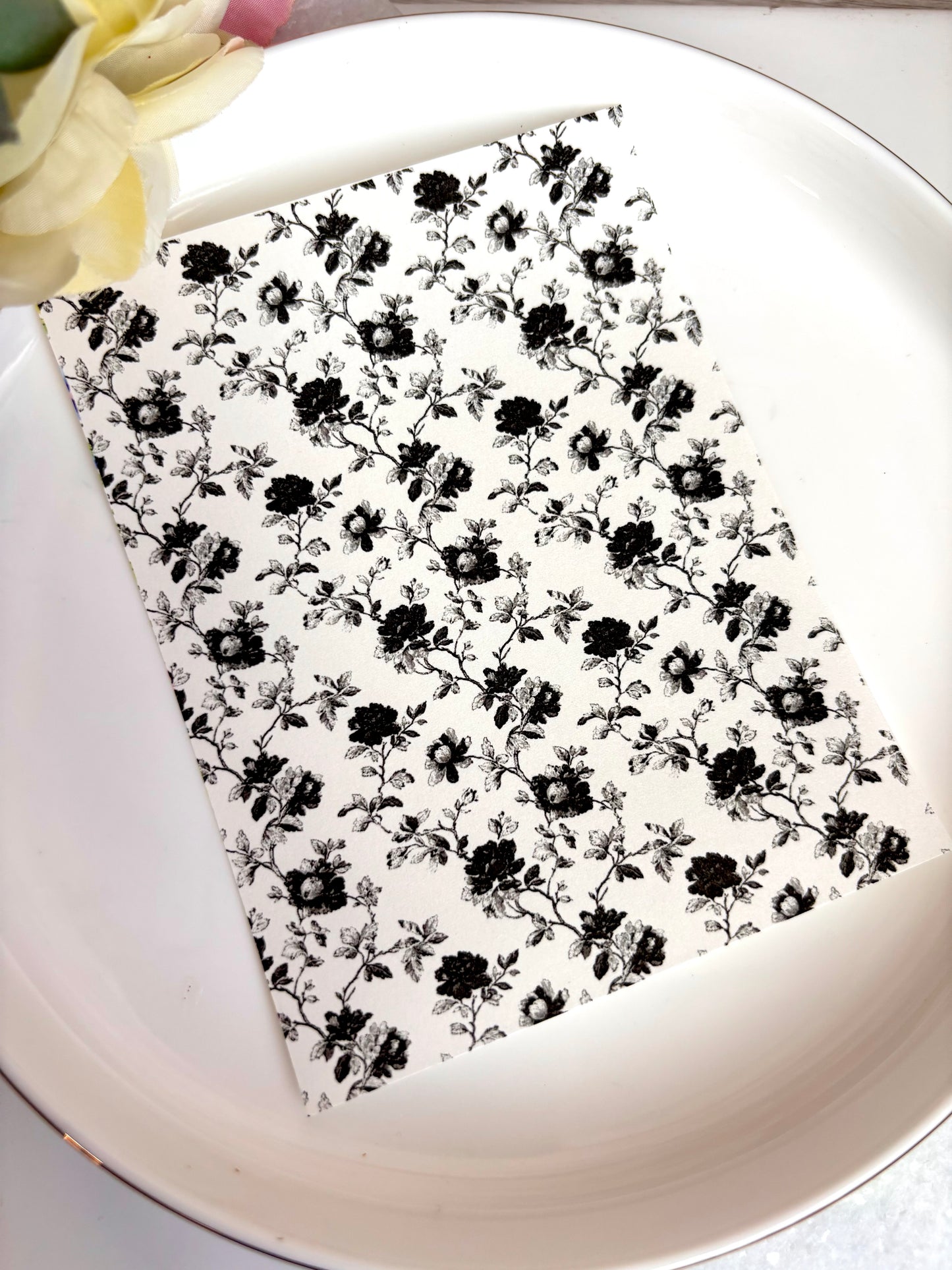 Mono Rose Toile Transfer Paper