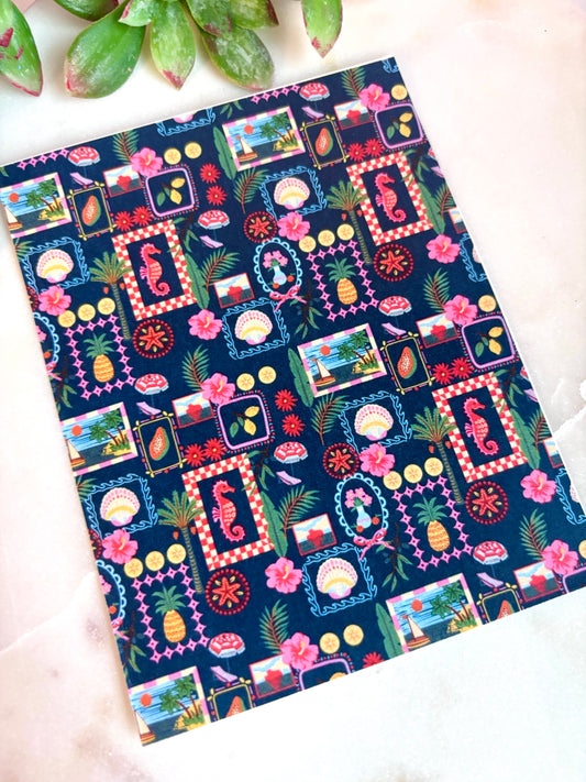 Navy Seahorse Motif Transfer Paper