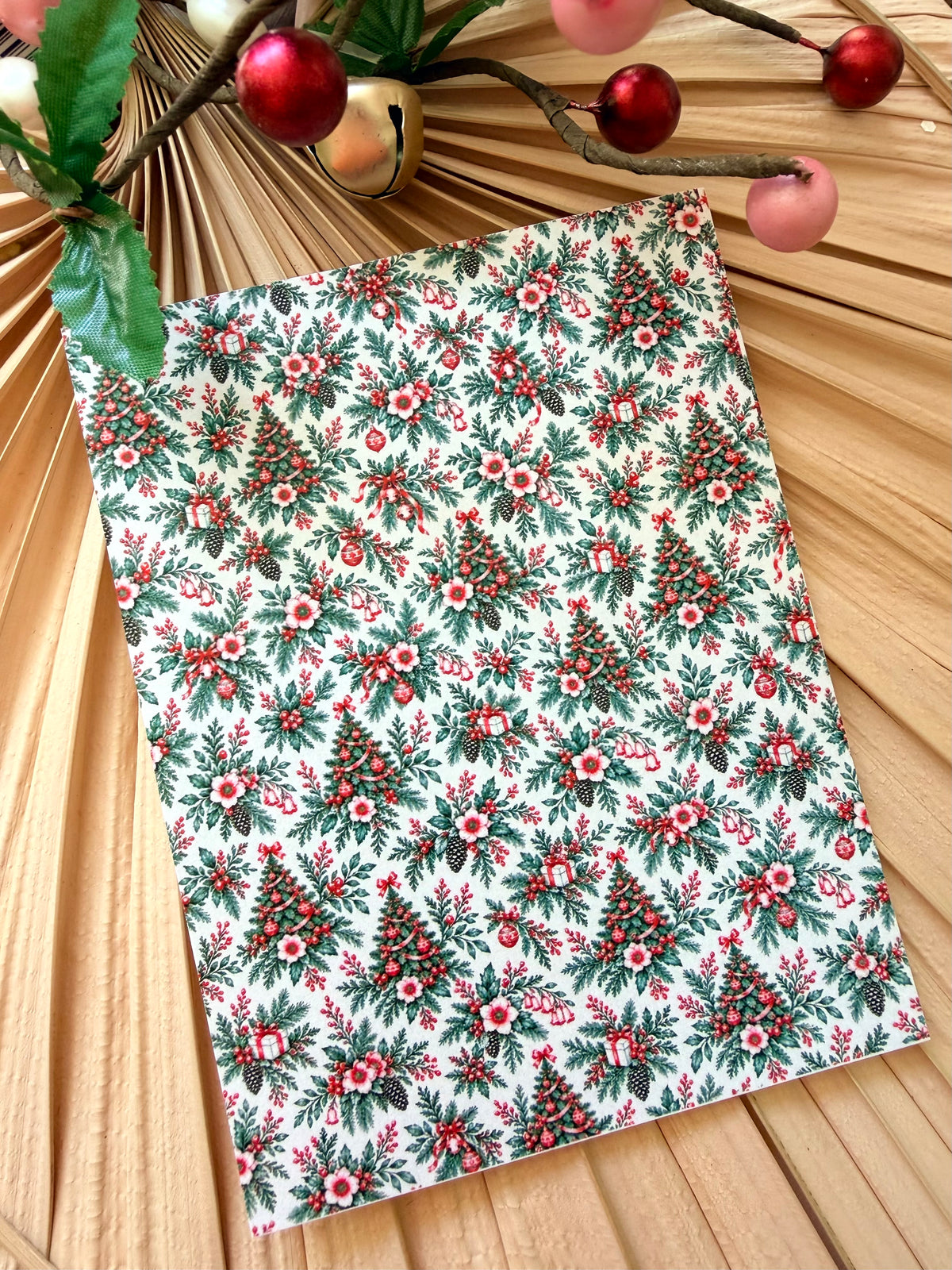 Red & Green Holiday Toile Transfer Papers